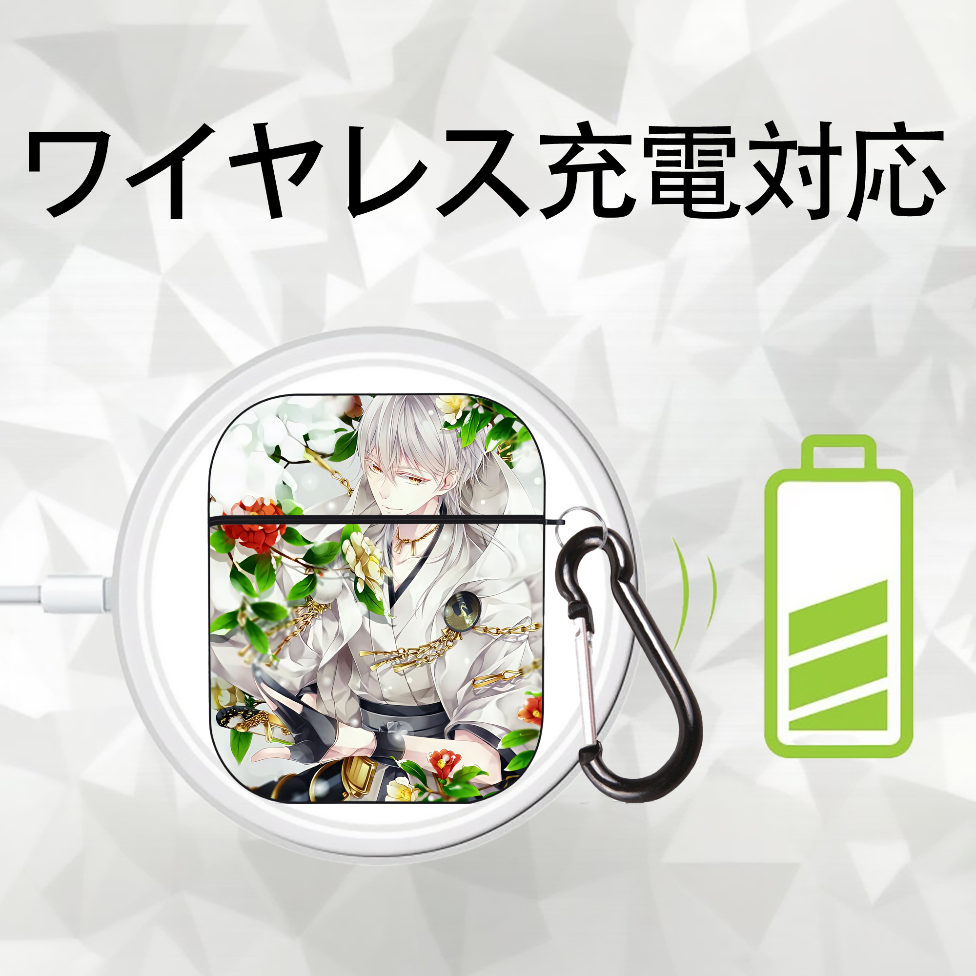 刀剣乱舞 Touken Ranbu AirPods 第2世代保護ケース ハードシェル ブラック 耐衝撃・防指紋・カラビナ付き