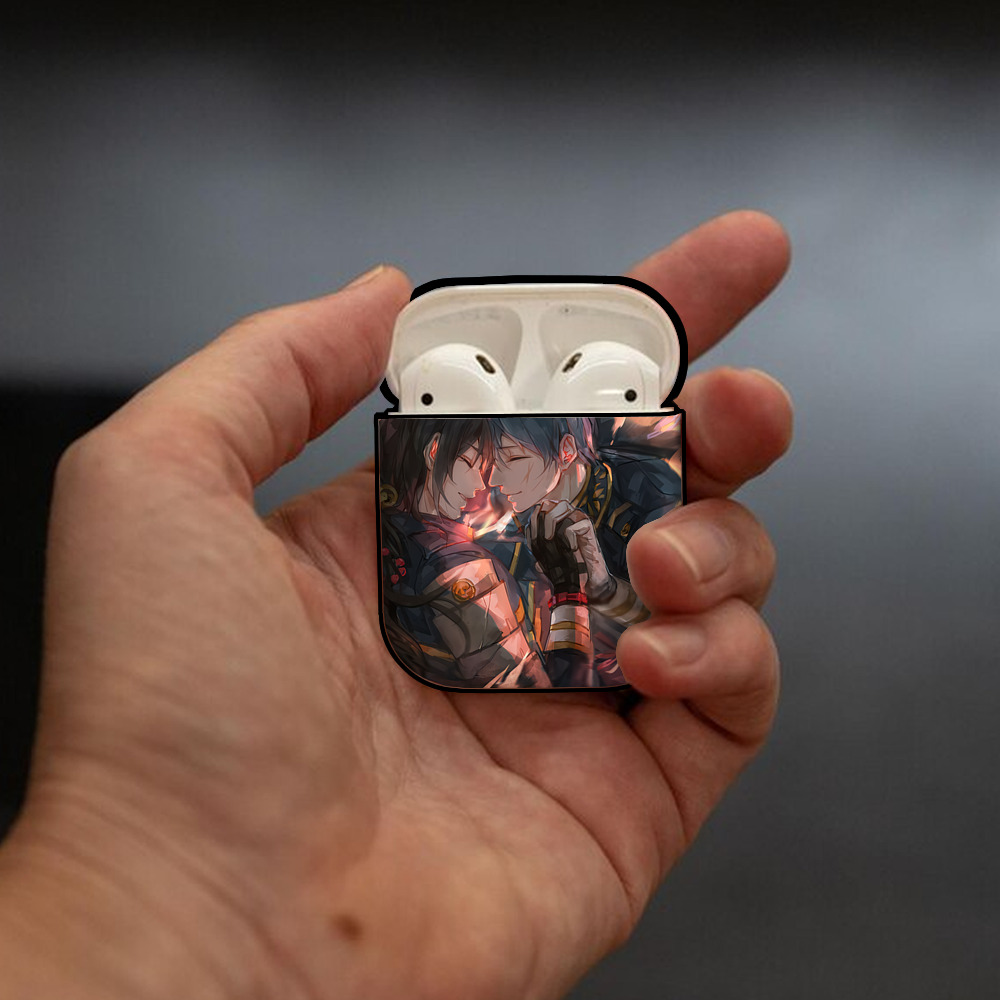 刀剣乱舞 Touken Ranbu AirPods 第2世代保護ケース ハードシェル ブラック 耐衝撃・防指紋・カラビナ付き