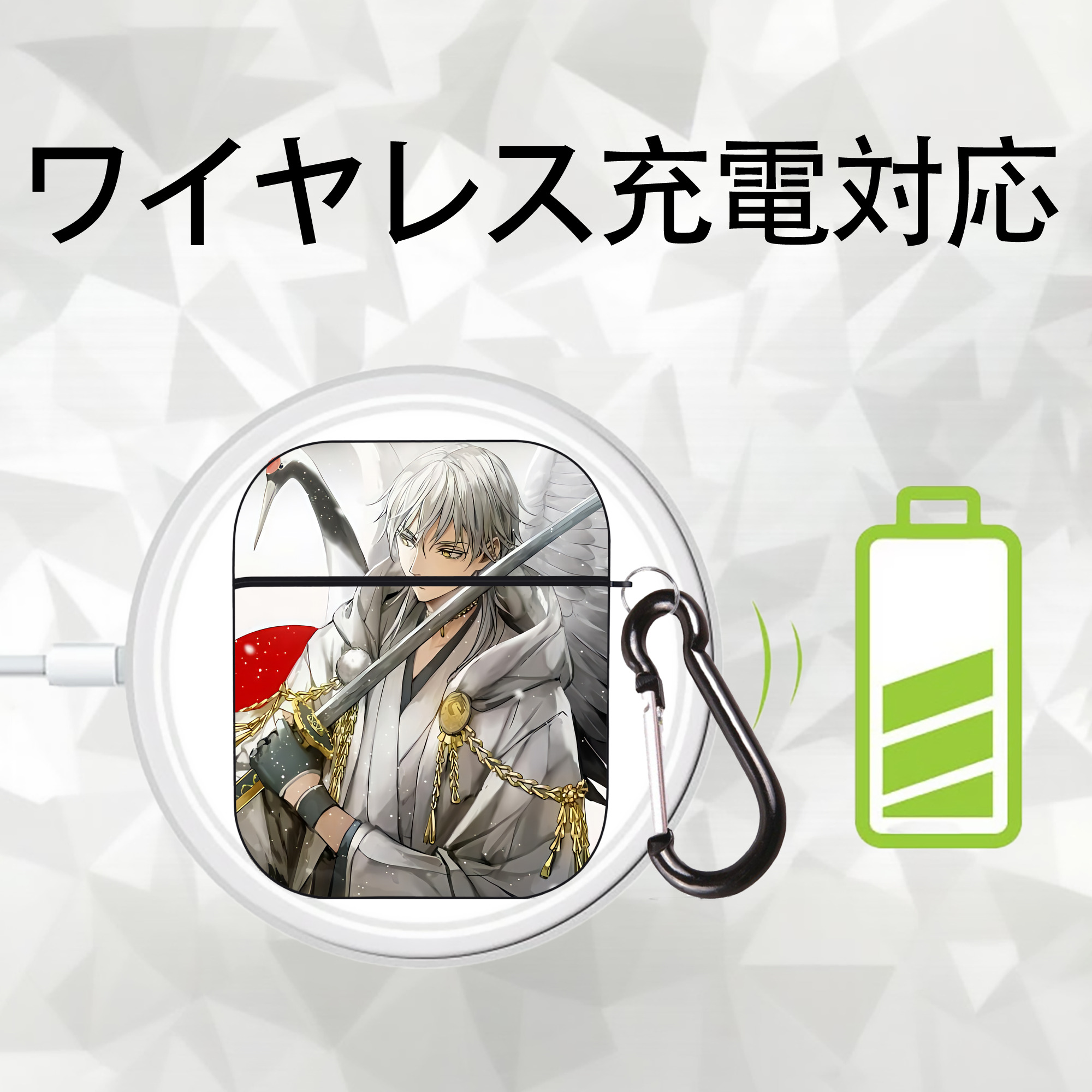 刀剣乱舞 Touken Ranbu AirPods 第2世代保護ケース ハードシェル ブラック 耐衝撃・防指紋・カラビナ付き