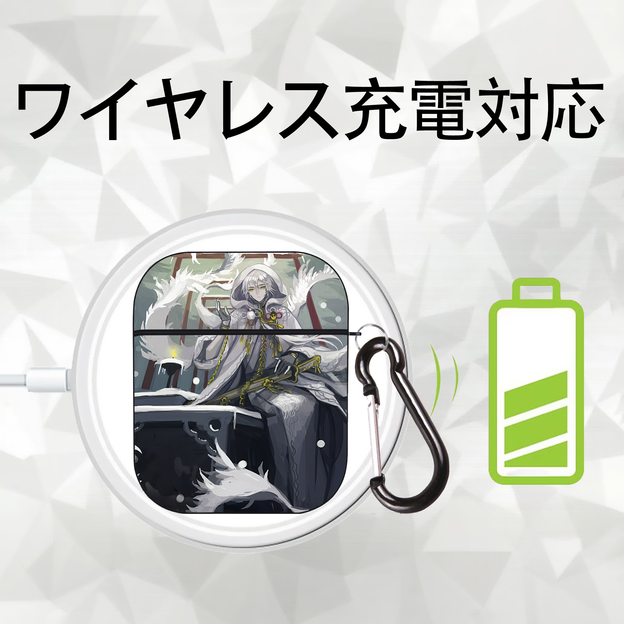 刀剣乱舞 Touken Ranbu AirPods 第2世代保護ケース ハードシェル ブラック 耐衝撃・防指紋・カラビナ付き
