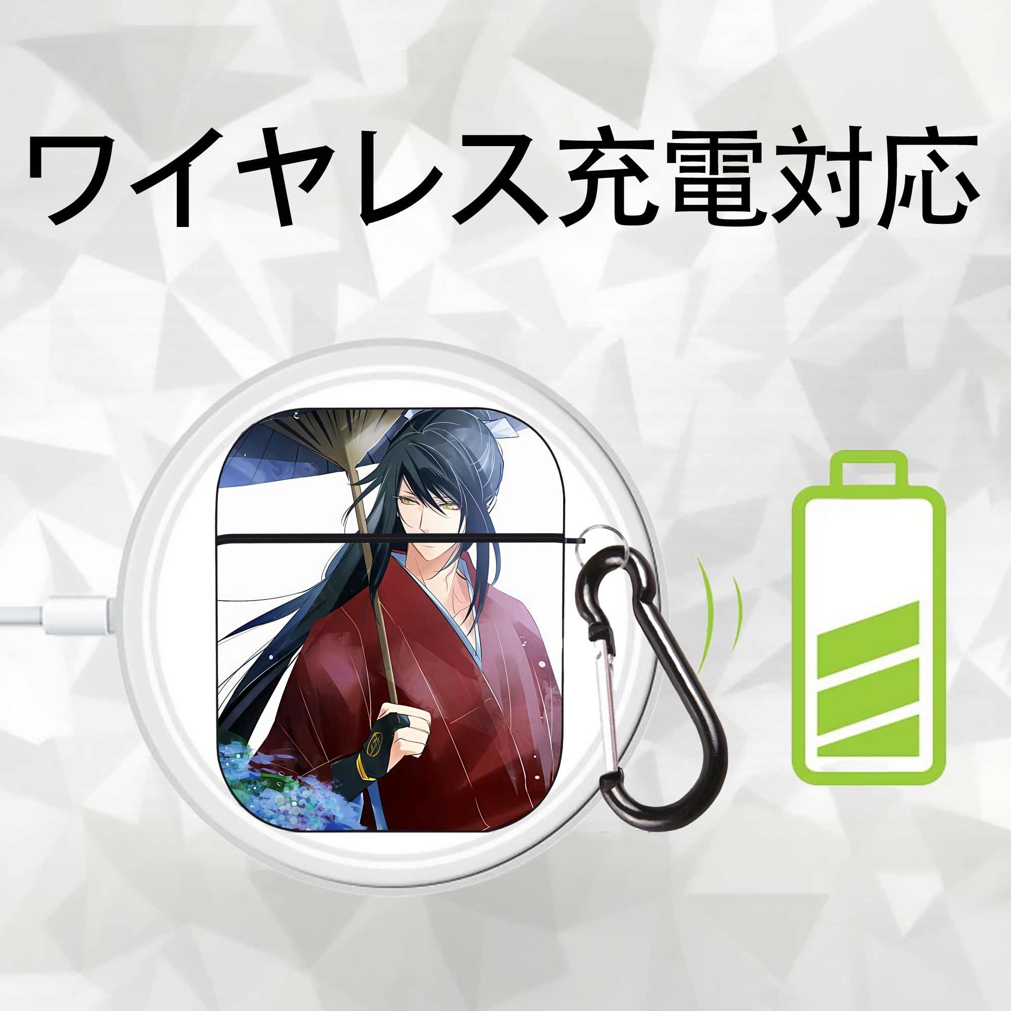 刀剣乱舞 Touken Ranbu AirPods 第2世代保護ケース ハードシェル ブラック 耐衝撃・防指紋・カラビナ付き