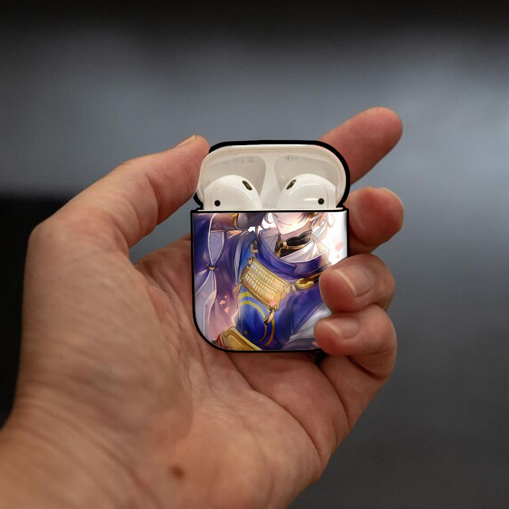 刀剣乱舞 Touken Ranbu AirPods 第2世代保護ケース ハードシェル ブラック 耐衝撃・防指紋・カラビナ付き
