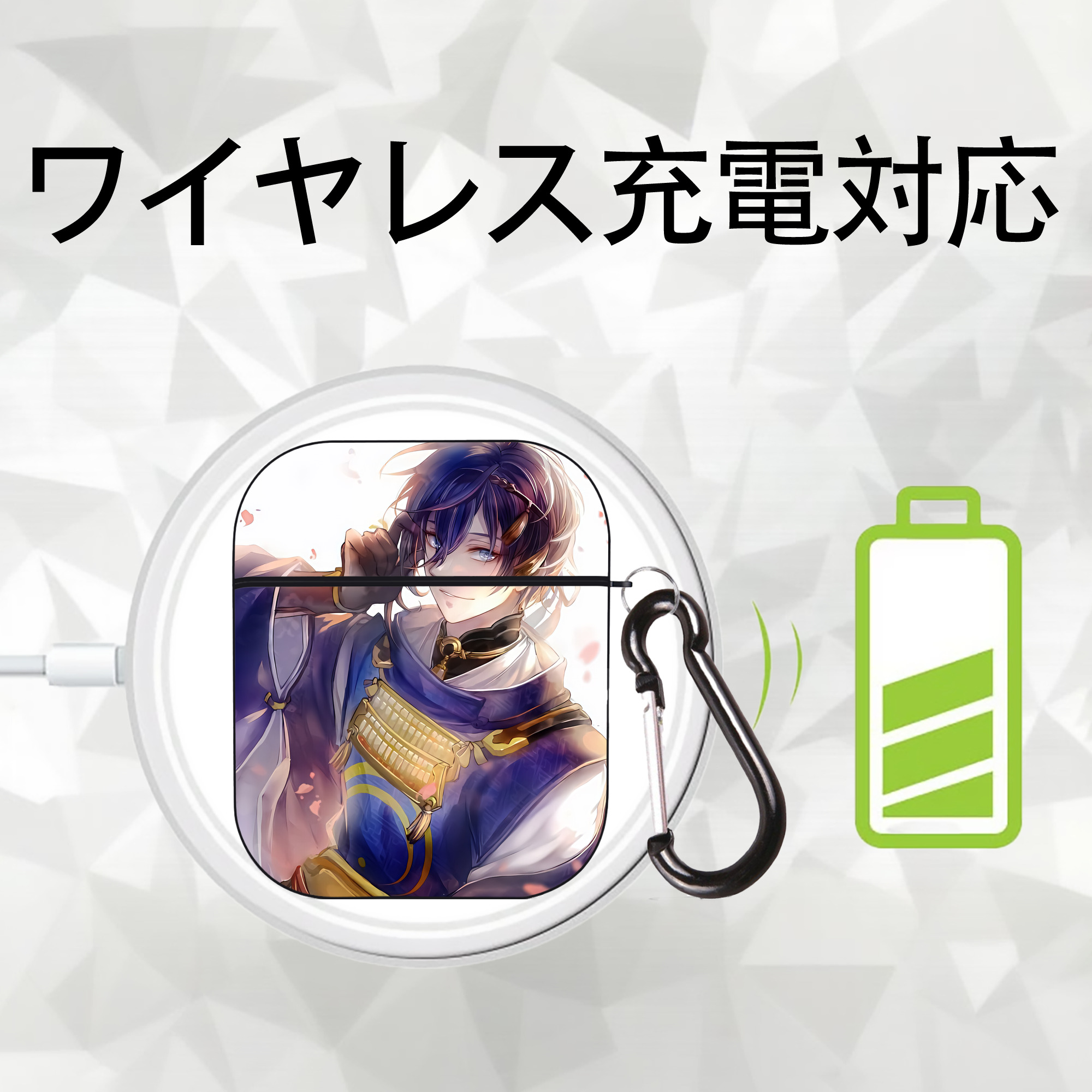 刀剣乱舞 Touken Ranbu AirPods 第2世代保護ケース ハードシェル ブラック 耐衝撃・防指紋・カラビナ付き