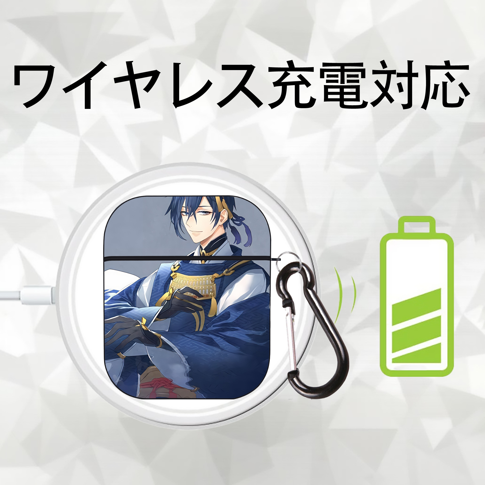 刀剣乱舞 Touken Ranbu AirPods 第2世代保護ケース ハードシェル ブラック 耐衝撃・防指紋・カラビナ付き