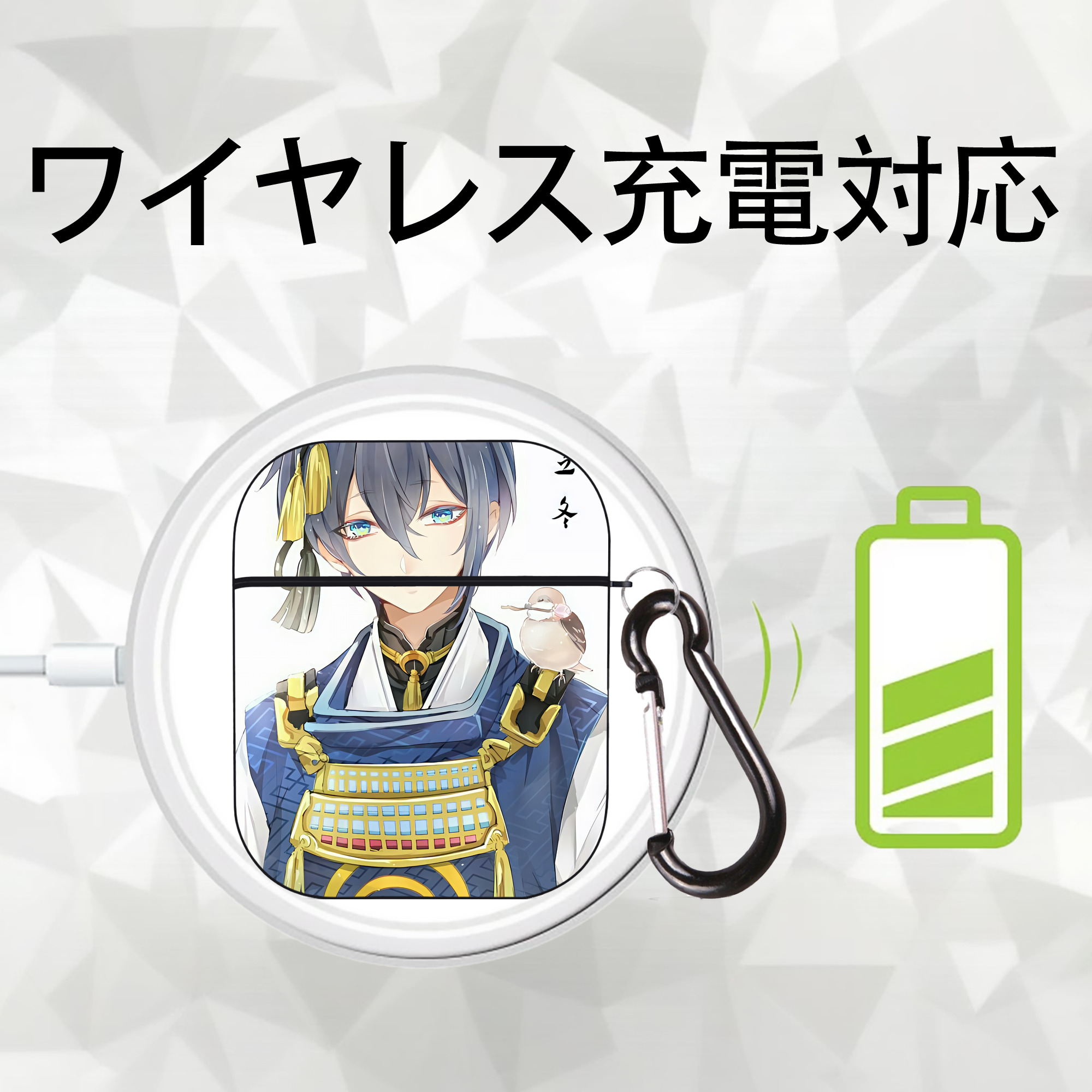刀剣乱舞 Touken Ranbu AirPods 第2世代保護ケース ハードシェル ブラック 耐衝撃・防指紋・カラビナ付き