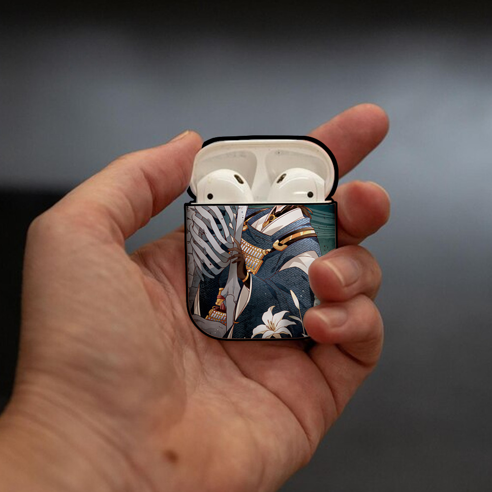 刀剣乱舞 Touken Ranbu AirPods 第2世代保護ケース ハードシェル ブラック 耐衝撃・防指紋・カラビナ付き
