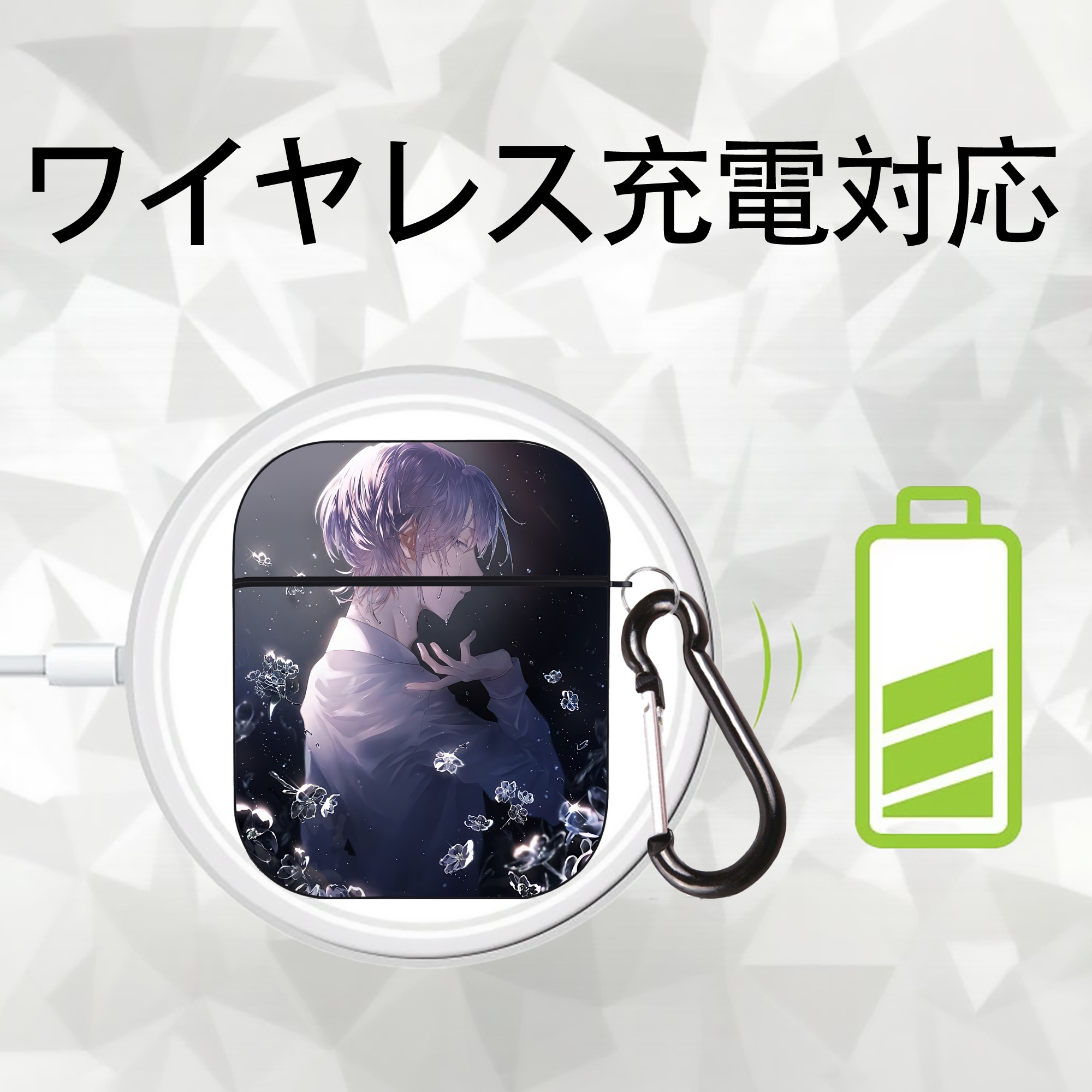 刀剣乱舞 Touken Ranbu AirPods 第2世代保護ケース ハードシェル ブラック 耐衝撃・防指紋・カラビナ付き