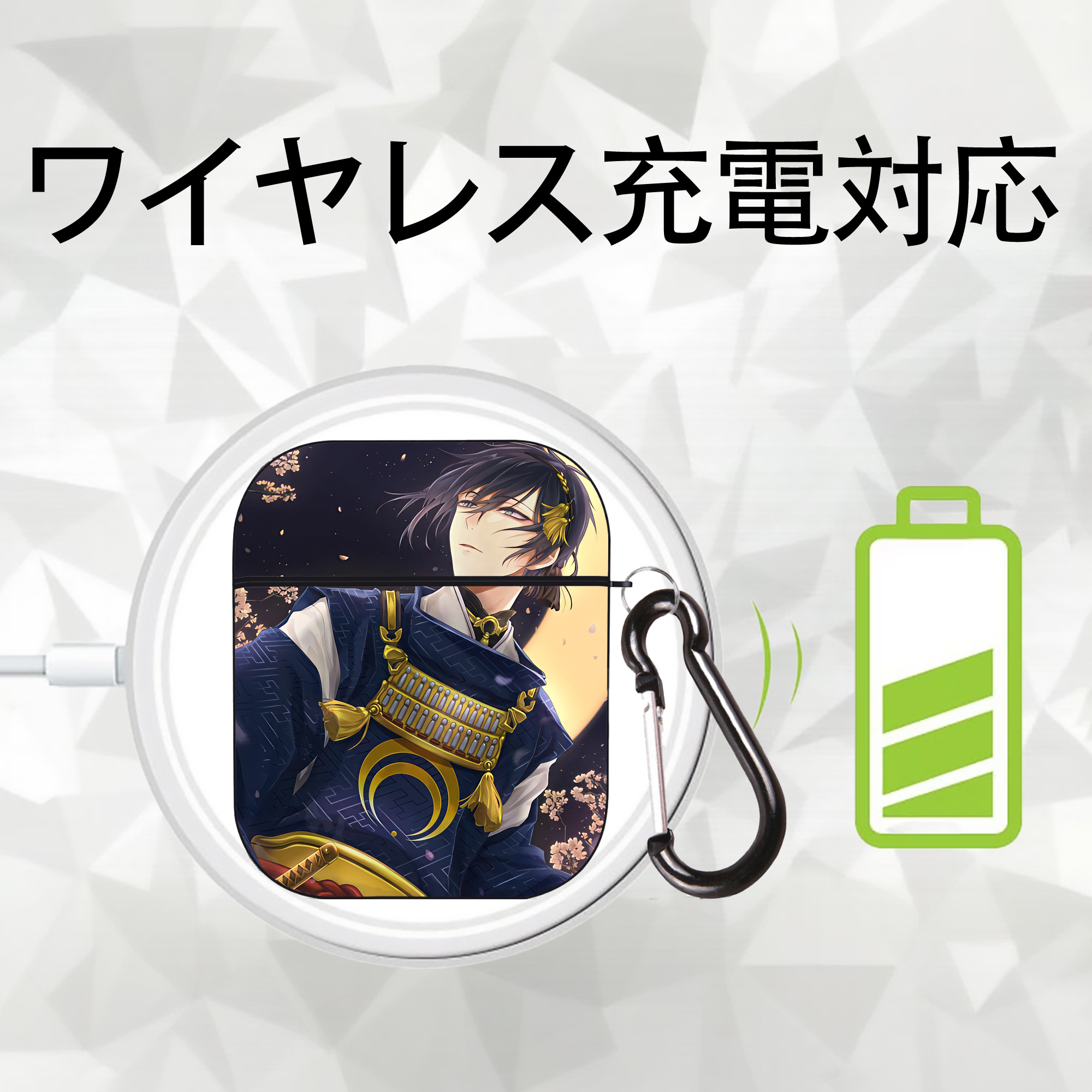 刀剣乱舞 Touken Ranbu AirPods 第2世代保護ケース ハードシェル ブラック 耐衝撃・防指紋・カラビナ付き