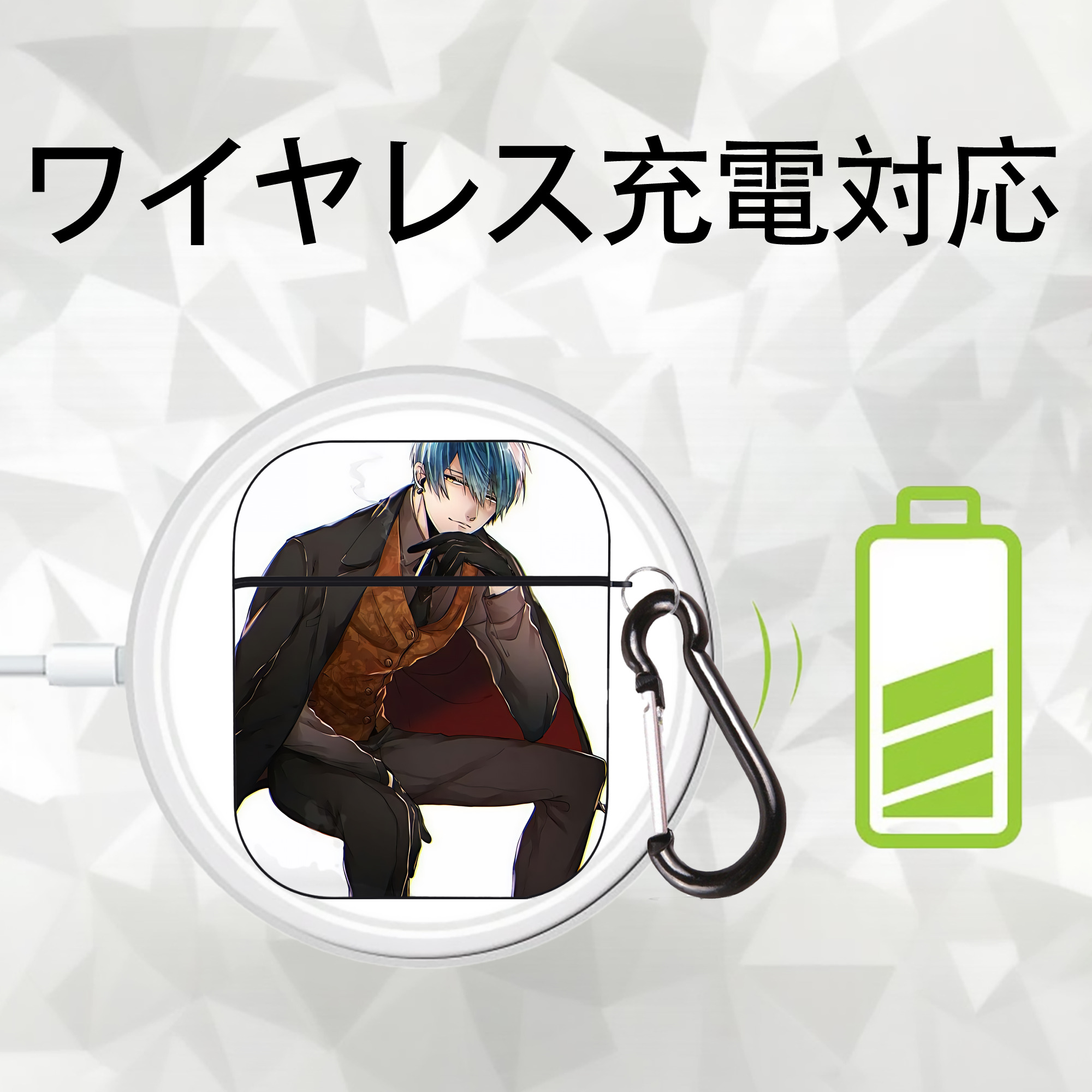 刀剣乱舞 Touken Ranbu AirPods 第2世代保護ケース ハードシェル ブラック 耐衝撃・防指紋・カラビナ付き