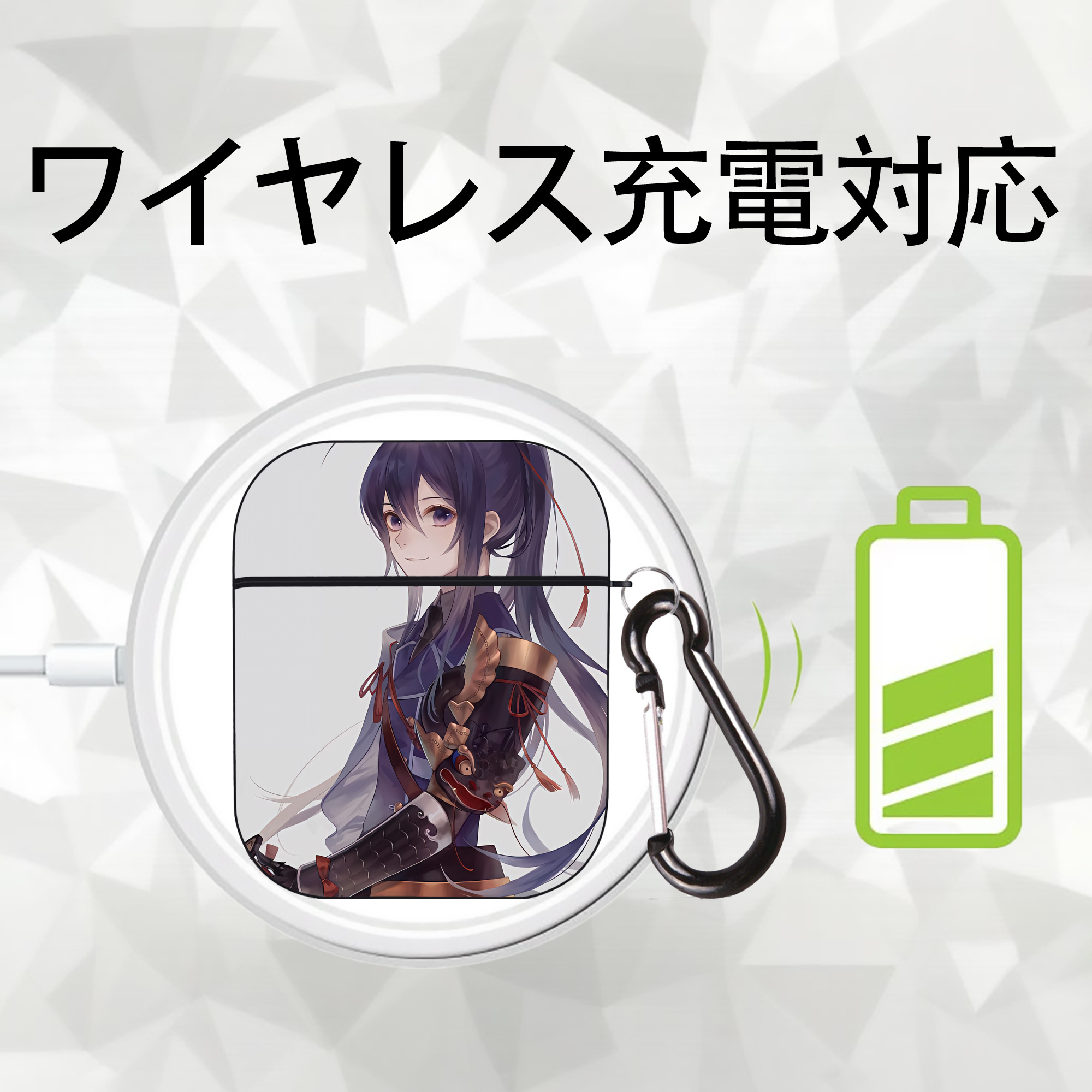 刀剣乱舞 Touken Ranbu AirPods 第2世代保護ケース ハードシェル ブラック 耐衝撃・防指紋・カラビナ付き