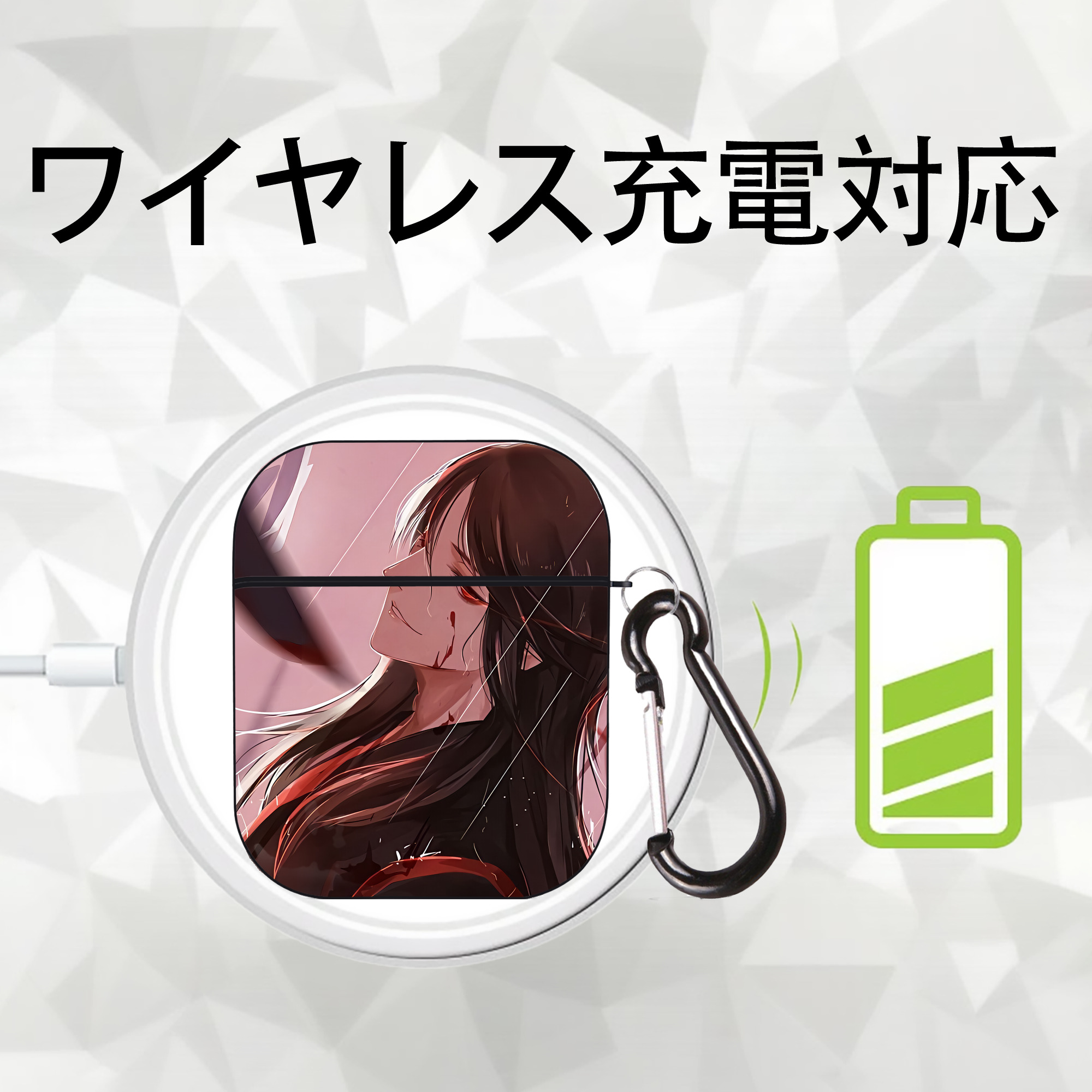 刀剣乱舞 Touken Ranbu AirPods 第2世代保護ケース ハードシェル ブラック 耐衝撃・防指紋・カラビナ付き