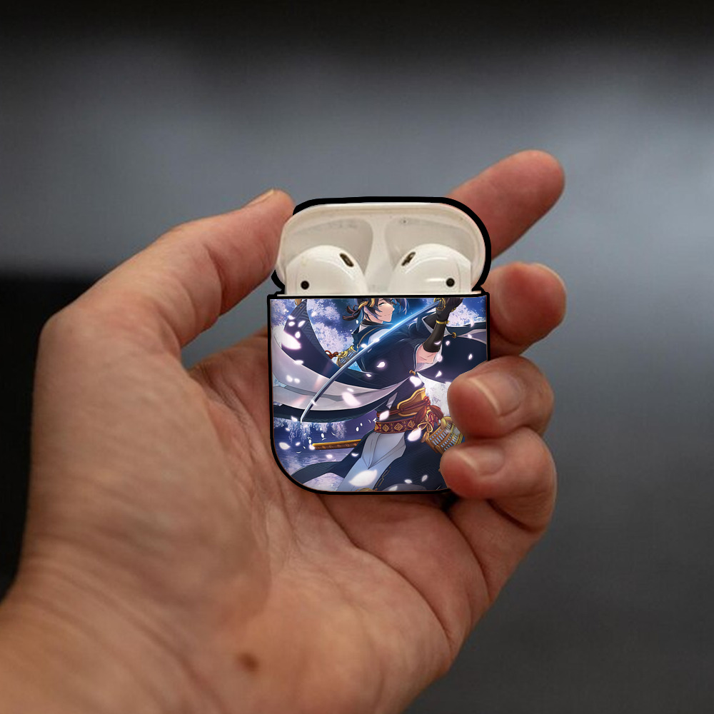 刀剣乱舞 Touken Ranbu AirPods 第2世代保護ケース ハードシェル ブラック 耐衝撃・防指紋・カラビナ付き