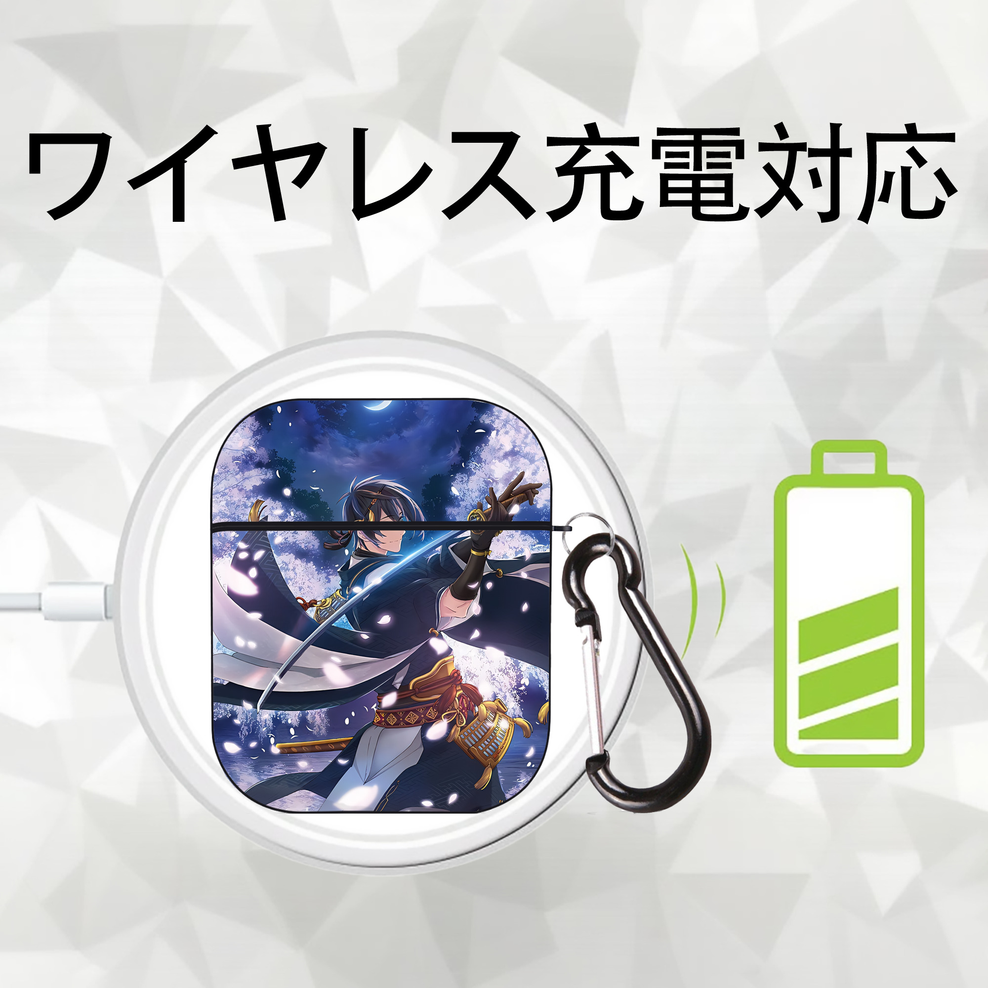 刀剣乱舞 Touken Ranbu AirPods 第2世代保護ケース ハードシェル ブラック 耐衝撃・防指紋・カラビナ付き