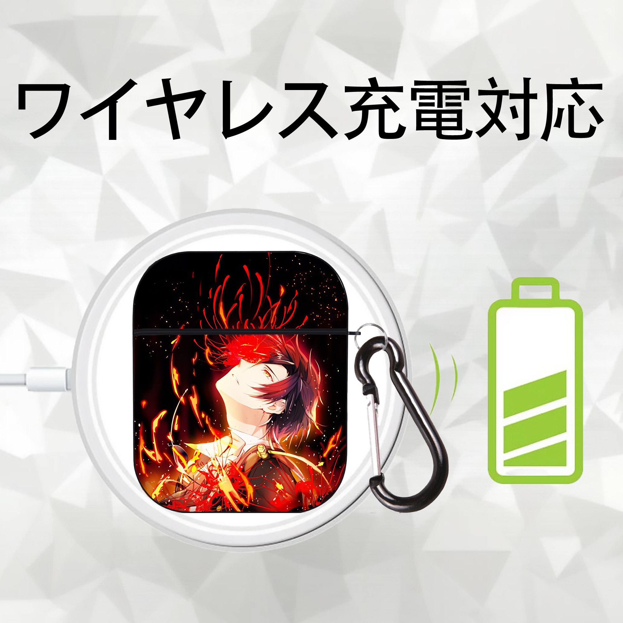 刀剣乱舞 Touken Ranbu AirPods 第2世代保護ケース ハードシェル ブラック 耐衝撃・防指紋・カラビナ付き