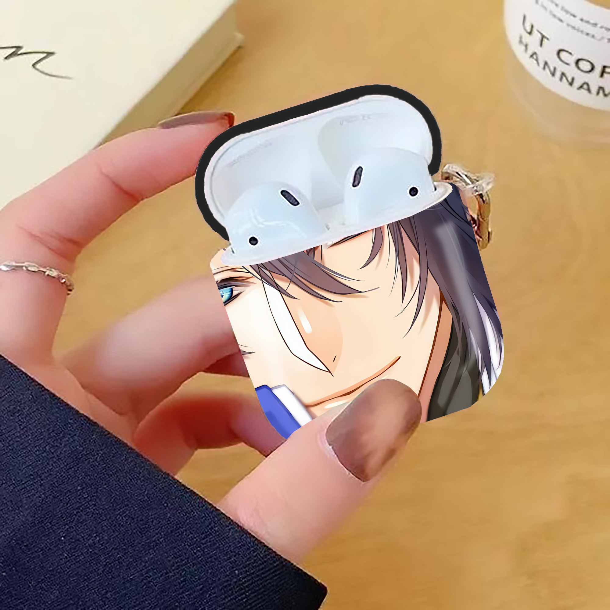 刀剣乱舞 Touken Ranbu AirPods 第2世代保護ケース ハードシェル ブラック 耐衝撃・防指紋・カラビナ付き