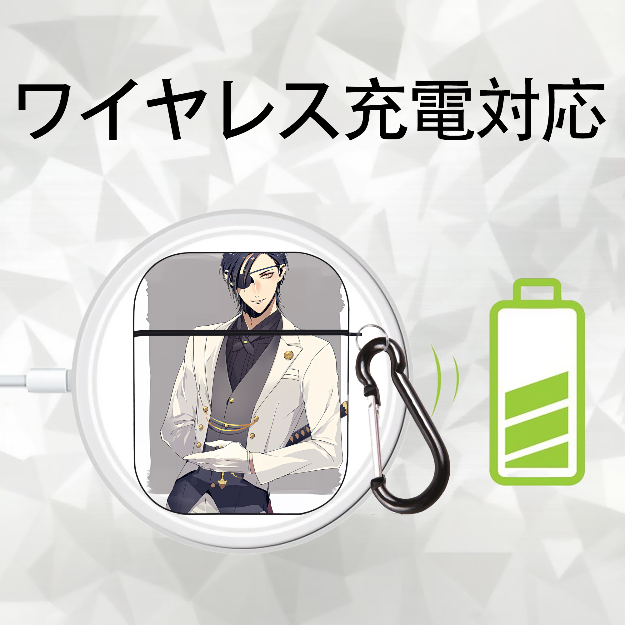 刀剣乱舞 Touken Ranbu AirPods 第2世代保護ケース ハードシェル ブラック 耐衝撃・防指紋・カラビナ付き