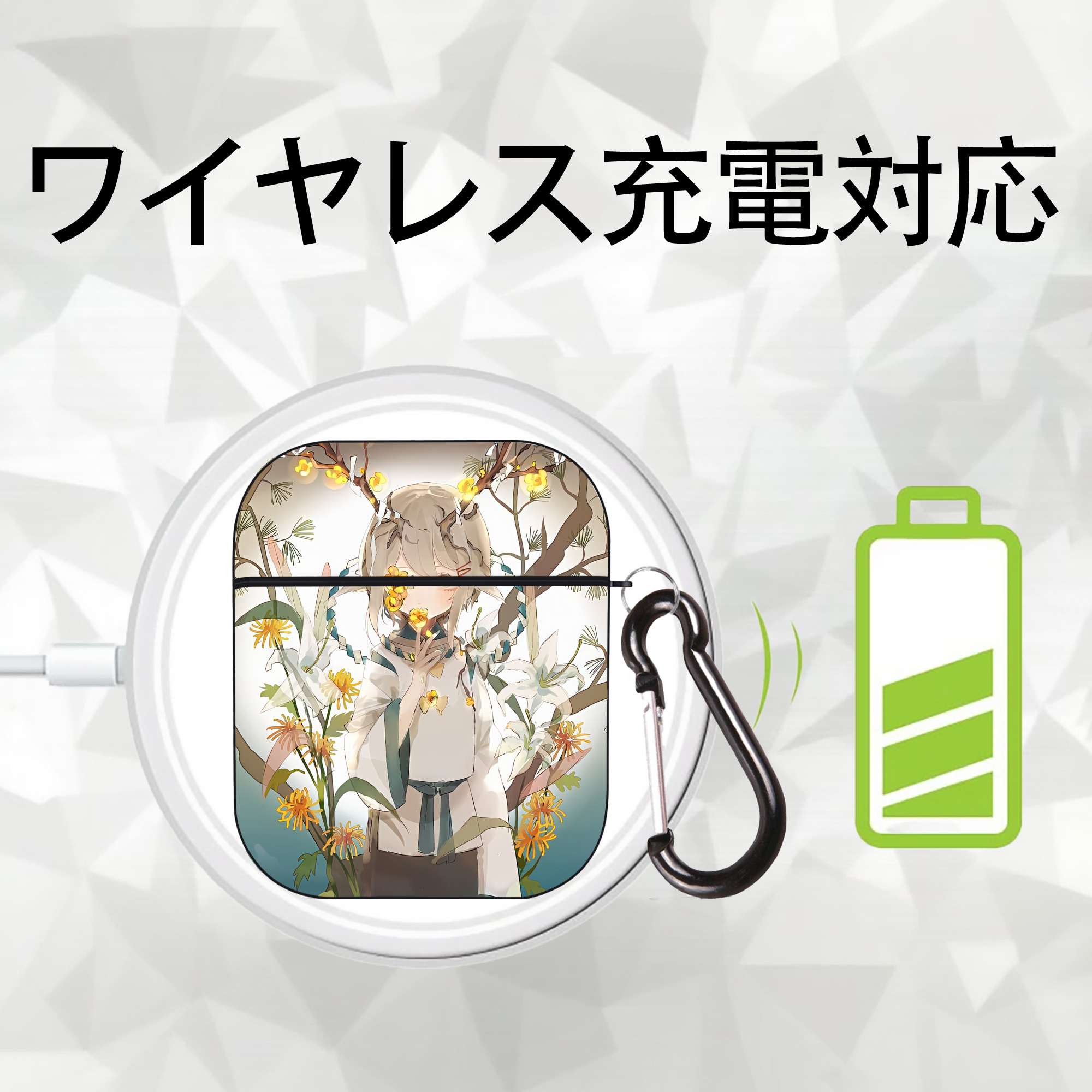 刀剣乱舞 Touken Ranbu AirPods 第2世代保護ケース ハードシェル ブラック 耐衝撃・防指紋・カラビナ付き