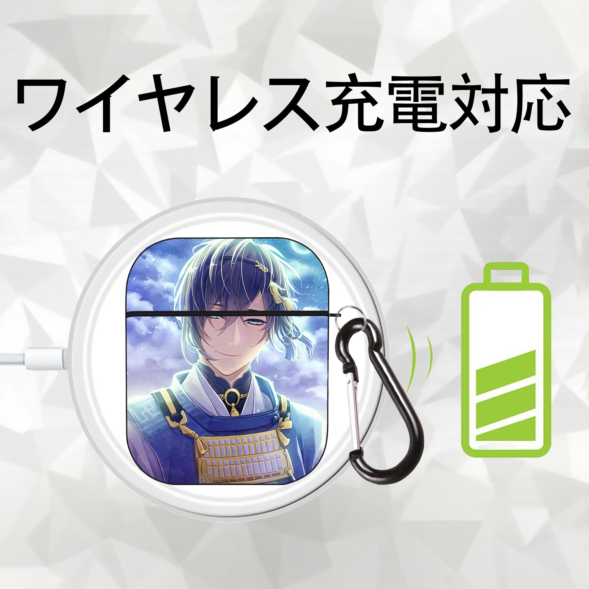 刀剣乱舞 Touken Ranbu AirPods 第2世代保護ケース ハードシェル ブラック 耐衝撃・防指紋・カラビナ付き