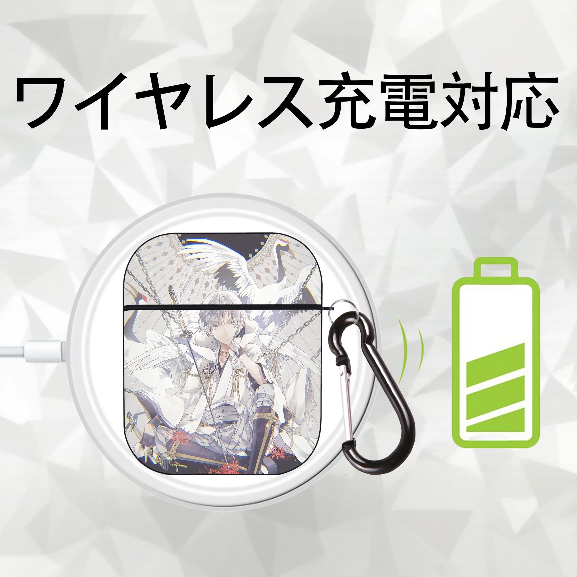 刀剣乱舞 Touken Ranbu AirPods 第2世代保護ケース ハードシェル ブラック 耐衝撃・防指紋・カラビナ付き