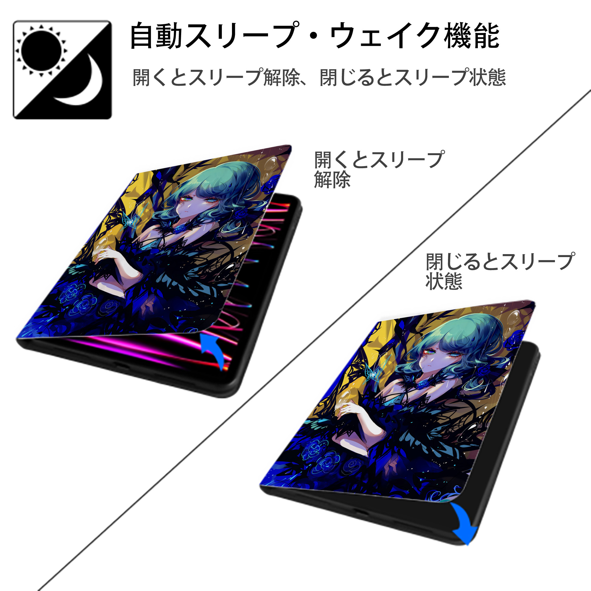 刀剣乱舞 Touken Ranbu IPad ケース ペン収納付き 三つ折りスタンド PUレザー×シリコン 対応機種9.5/10.5/10.9インチ