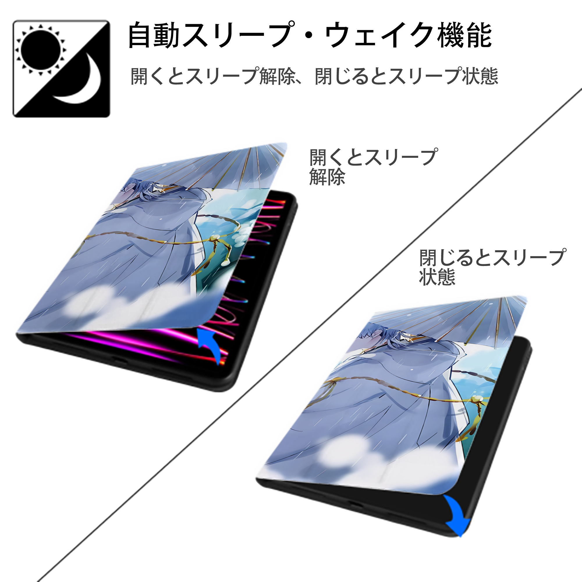 刀剣乱舞 Touken Ranbu IPad ケース ブック型 PUレザー TPU 耐衝撃 軽量 薄型 ペン収納なし 全面保護 IPad 各モデル対応