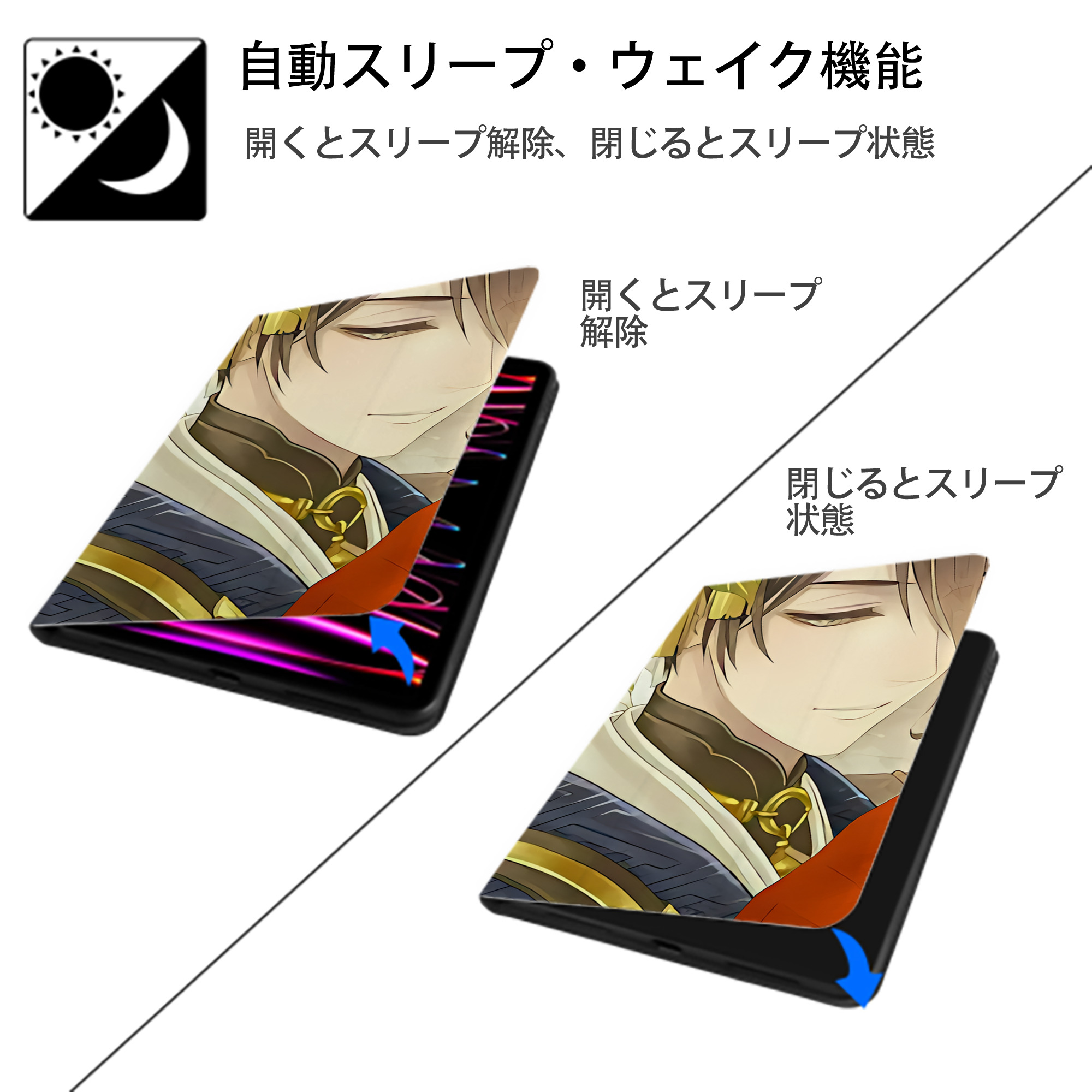 刀剣乱舞 Touken Ranbu IPad ケース ブック型 PUレザー TPU 耐衝撃 軽量 薄型 ペン収納なし 全面保護 IPad 各モデル対応