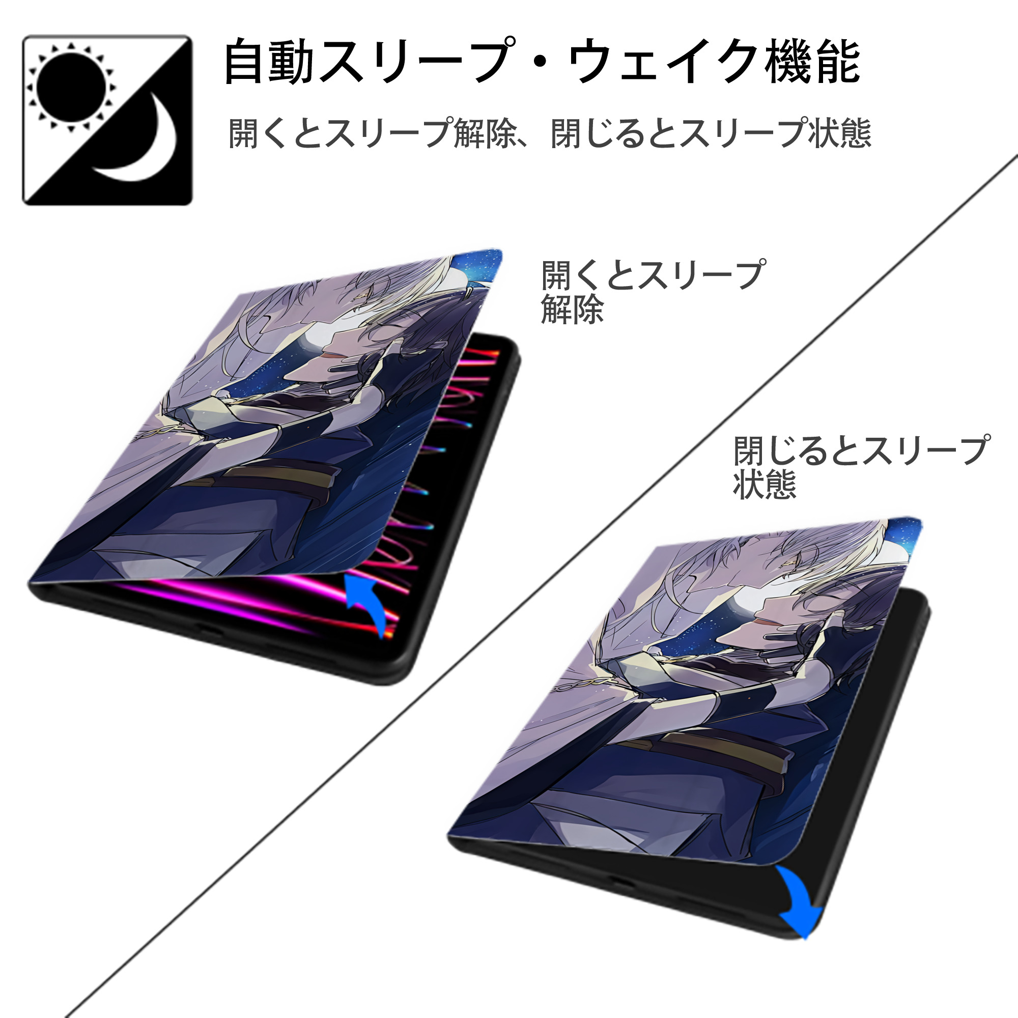 刀剣乱舞 Touken Ranbu IPad ケース ブック型 PUレザー TPU 耐衝撃 軽量 薄型 ペン収納なし 全面保護 IPad 各モデル対応