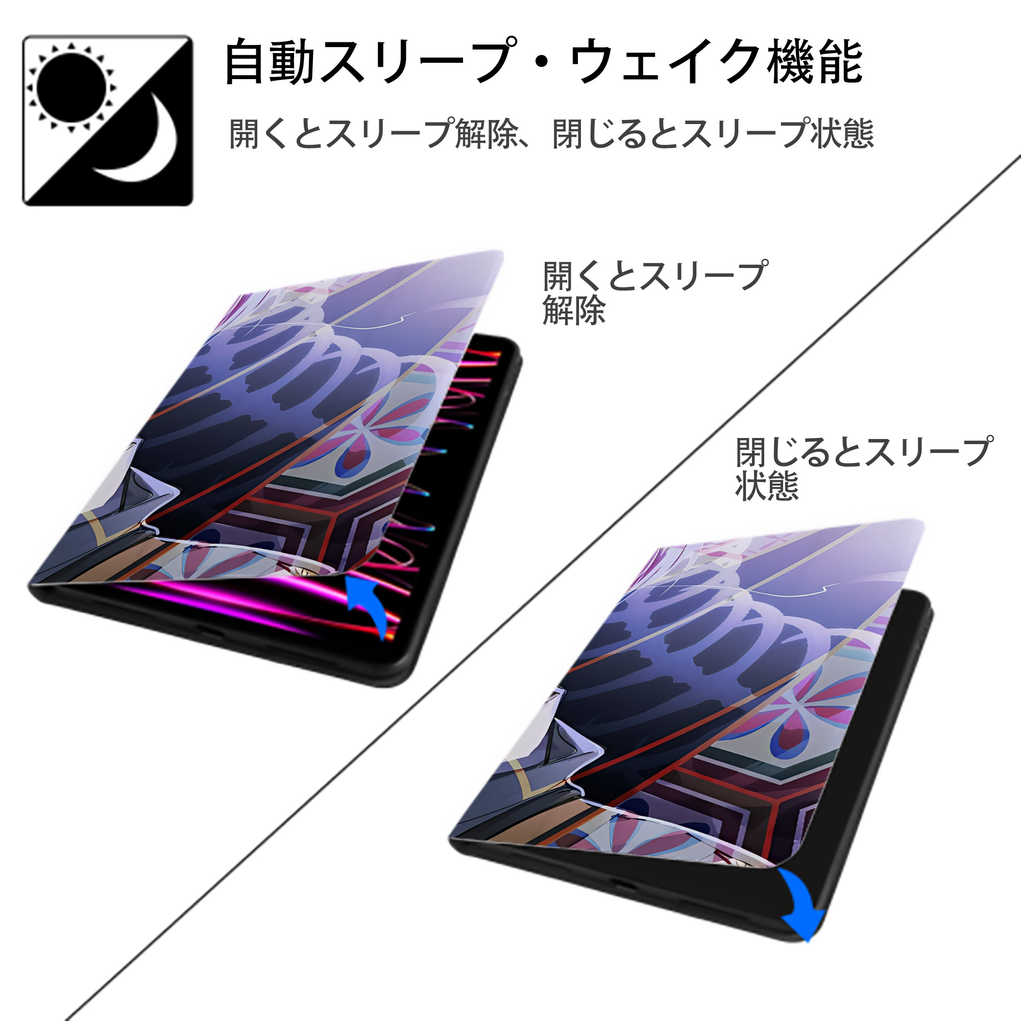 刀剣乱舞 Touken Ranbu IPad ケース ブック型 PUレザー TPU 耐衝撃 軽量 薄型 ペン収納なし 全面保護 IPad 各モデル対応