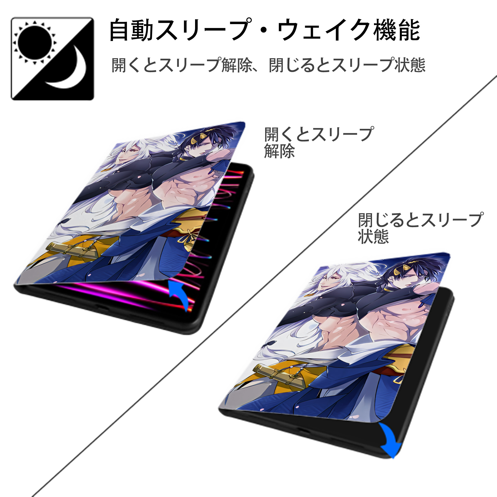 刀剣乱舞 Touken Ranbu IPad ケース ブック型 PUレザー TPU 耐衝撃 軽量 薄型 ペン収納なし 全面保護 IPad 各モデル対応