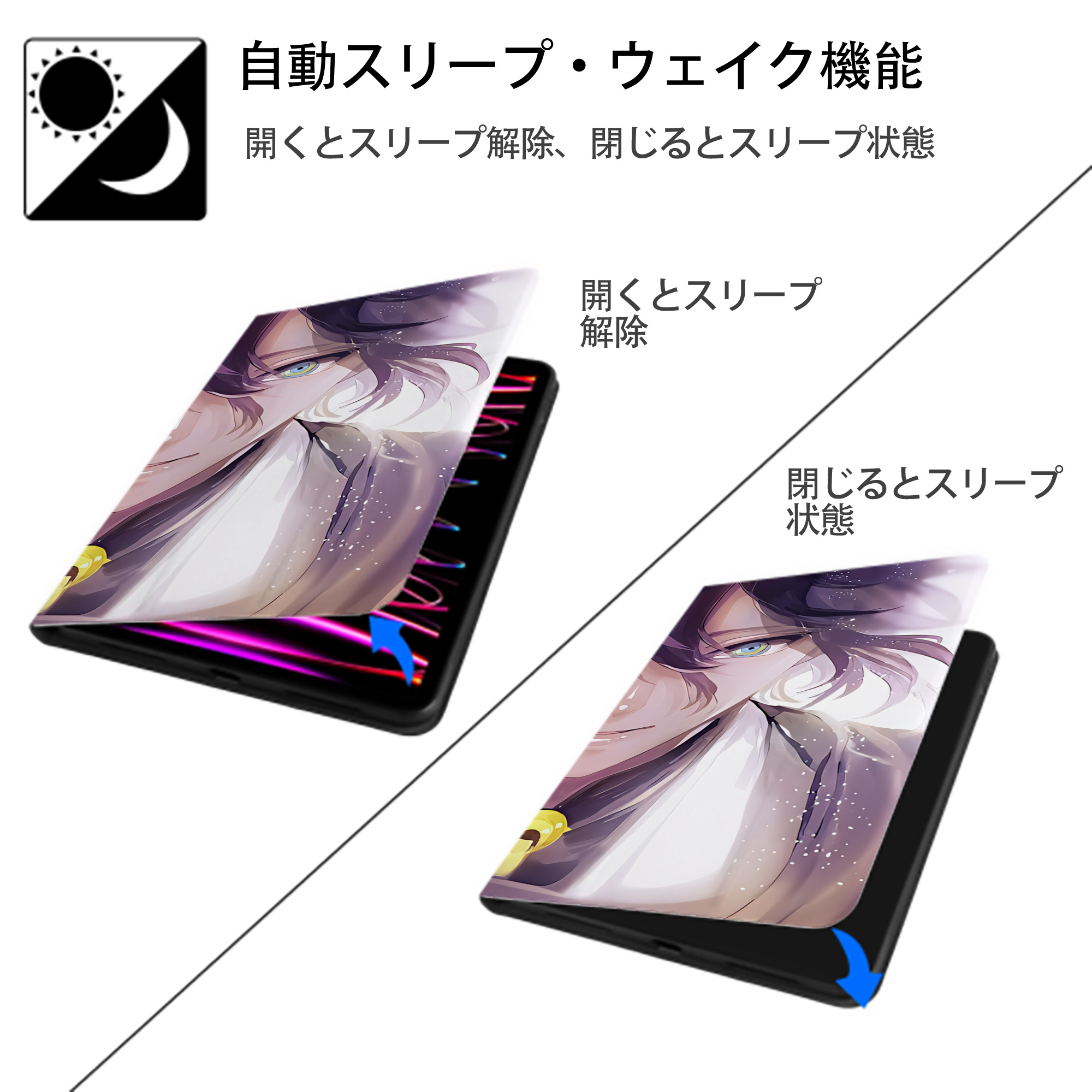 刀剣乱舞 Touken Ranbu IPad ケース ブック型 PUレザー TPU 耐衝撃 軽量 薄型 ペン収納なし 全面保護 IPad 各モデル対応