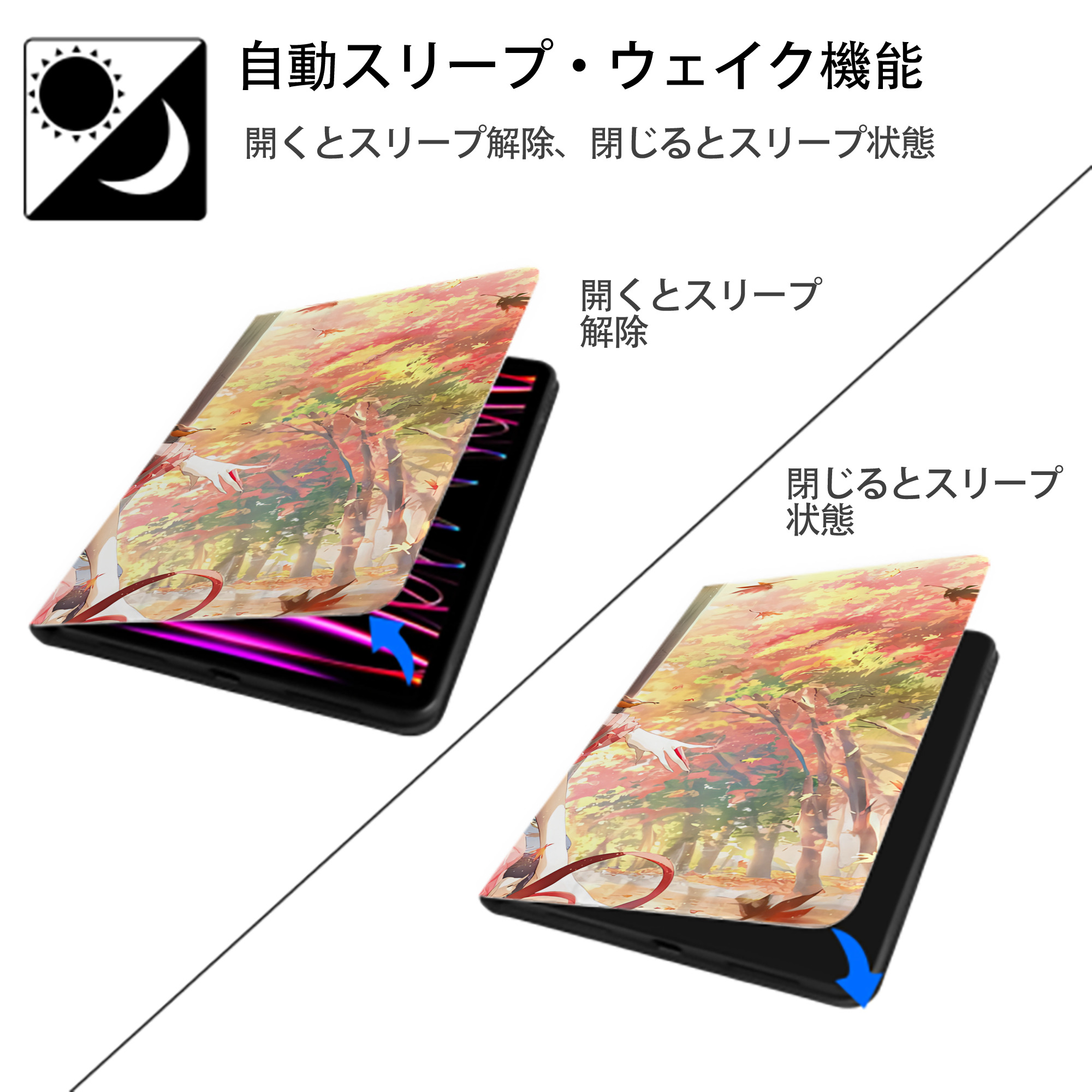 刀剣乱舞 Touken Ranbu IPad ケース ブック型 PUレザー TPU 耐衝撃 軽量 薄型 ペン収納なし 全面保護 IPad 各モデル対応