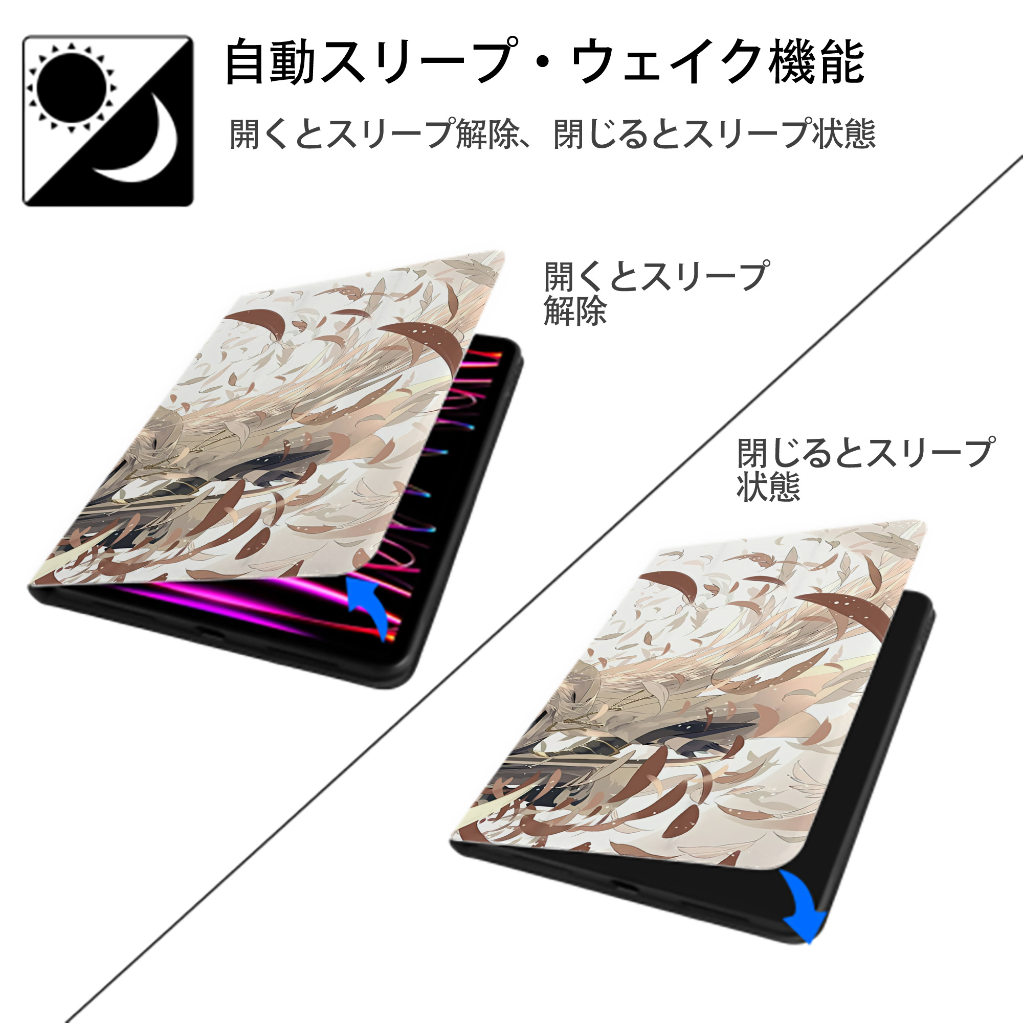 刀剣乱舞 Touken Ranbu IPad ケース ブック型 PUレザー TPU 耐衝撃 軽量 薄型 ペン収納なし 全面保護 IPad 各モデル対応