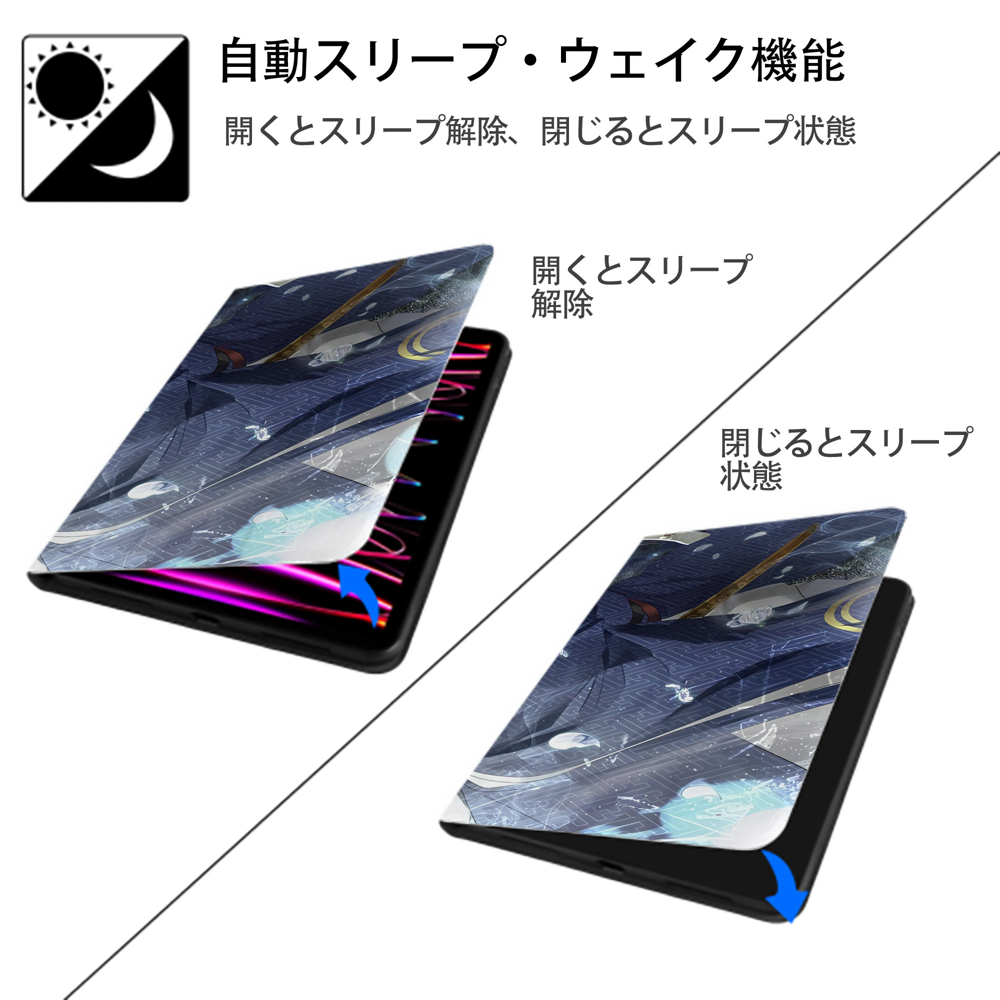 刀剣乱舞 Touken Ranbu IPad ケース ブック型 PUレザー TPU 耐衝撃 軽量 薄型 ペン収納なし 全面保護 IPad 各モデル対応