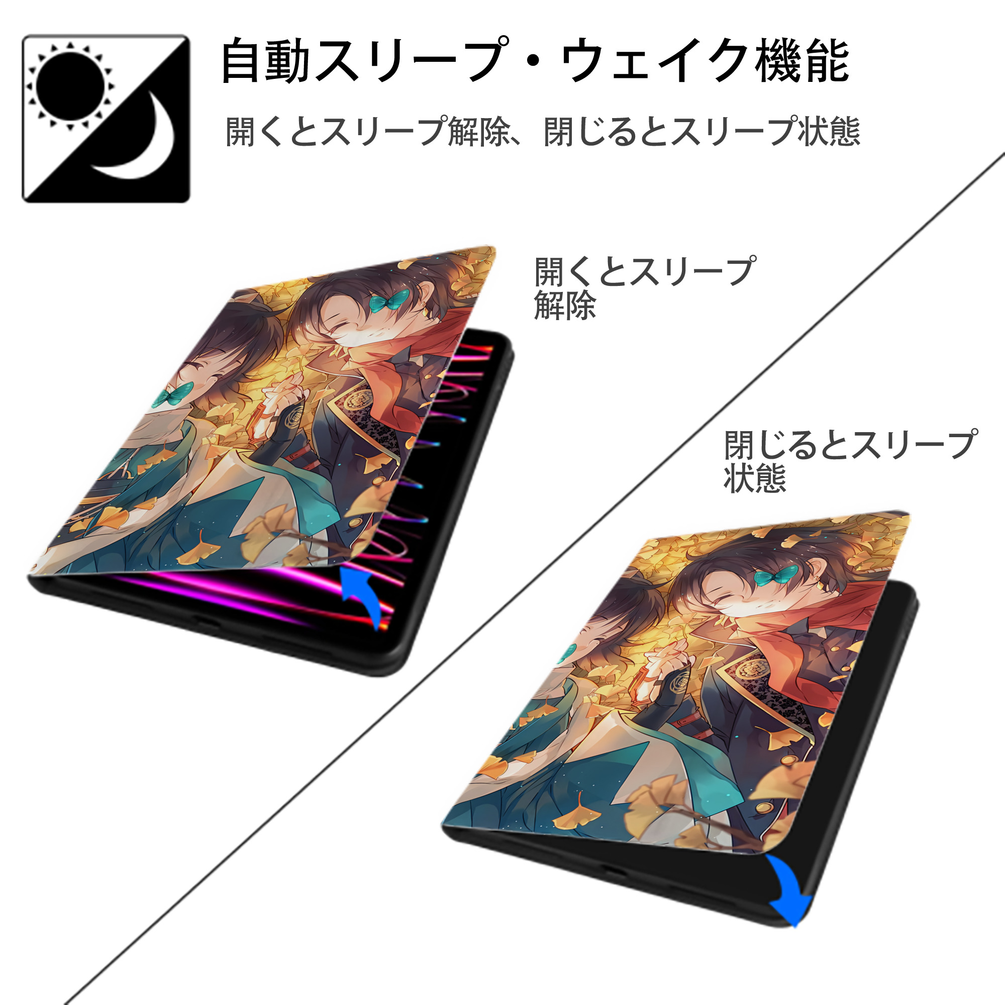 刀剣乱舞 Touken Ranbu IPadケース ペンホルダー付き ブックスタイルデザイン
