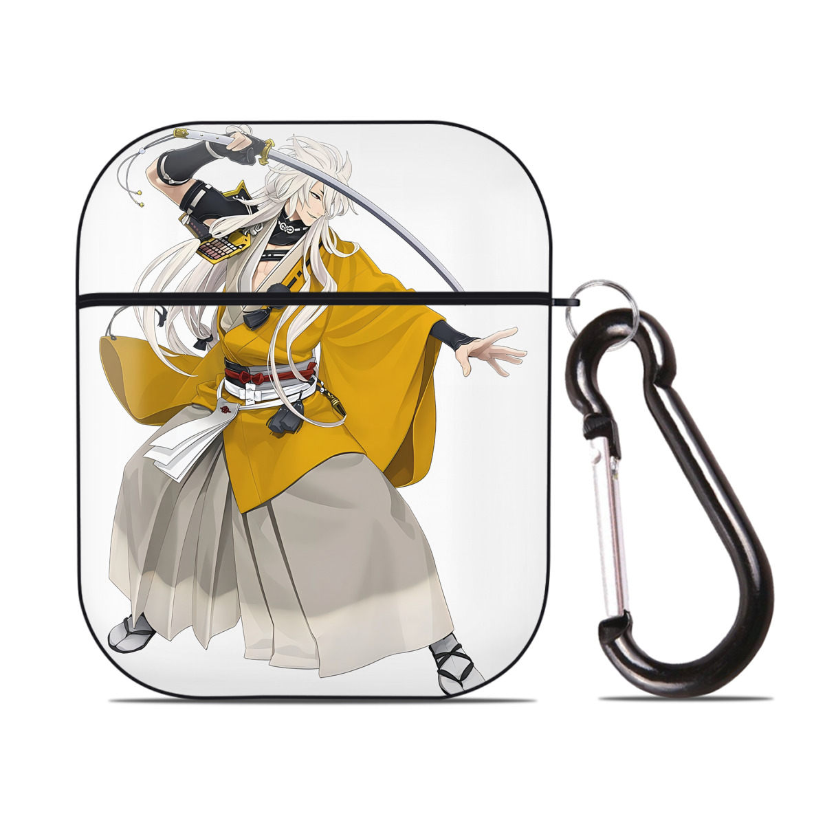 （画像用） 刀剣乱舞 Touken Ranbu AirPods 第2世代保護ケース ハードシェル ブラック 耐衝撃・防指紋・カラビナ付き