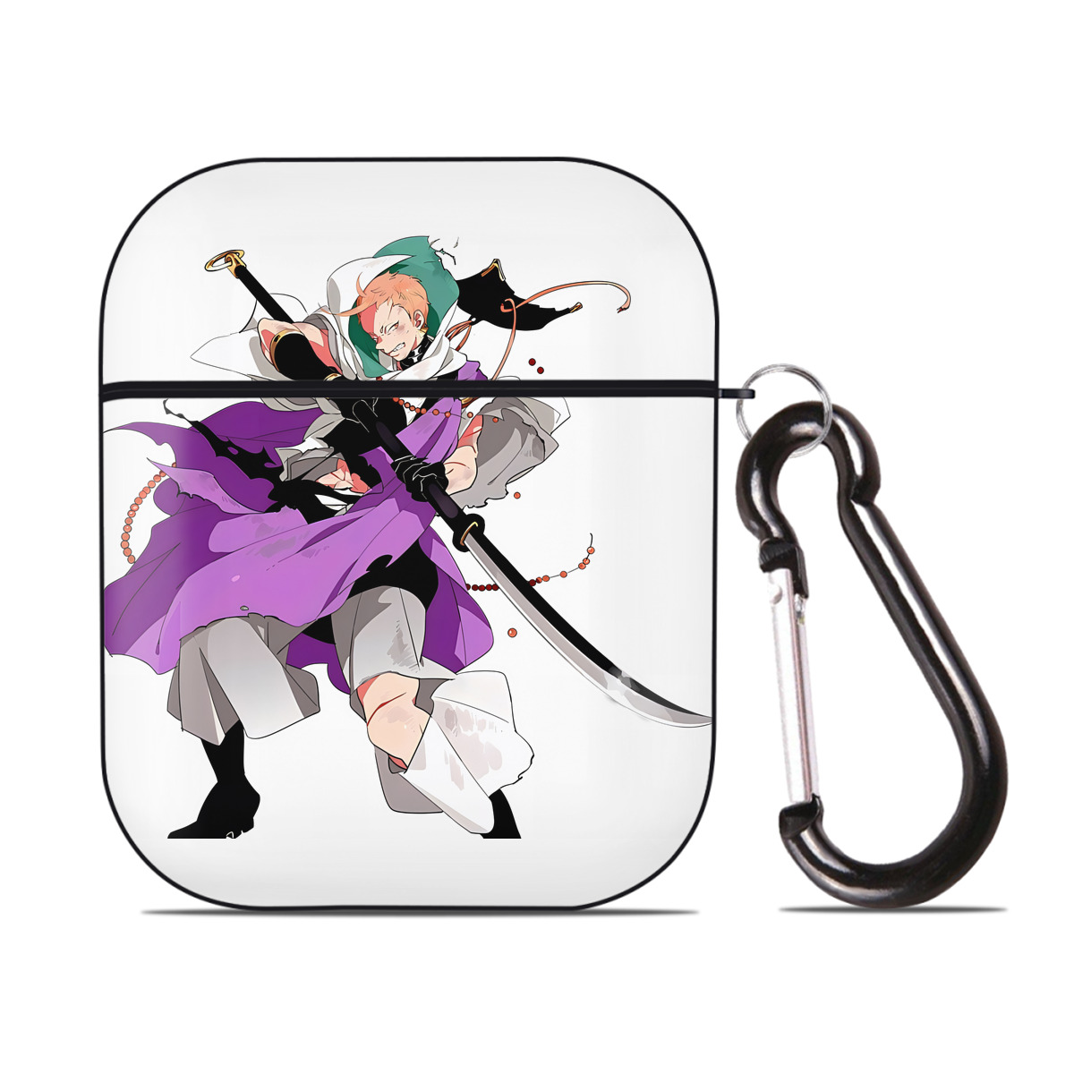 （画像用） 刀剣乱舞 Touken Ranbu AirPods 第2世代保護ケース ハードシェル ブラック 耐衝撃・防指紋・カラビナ付き