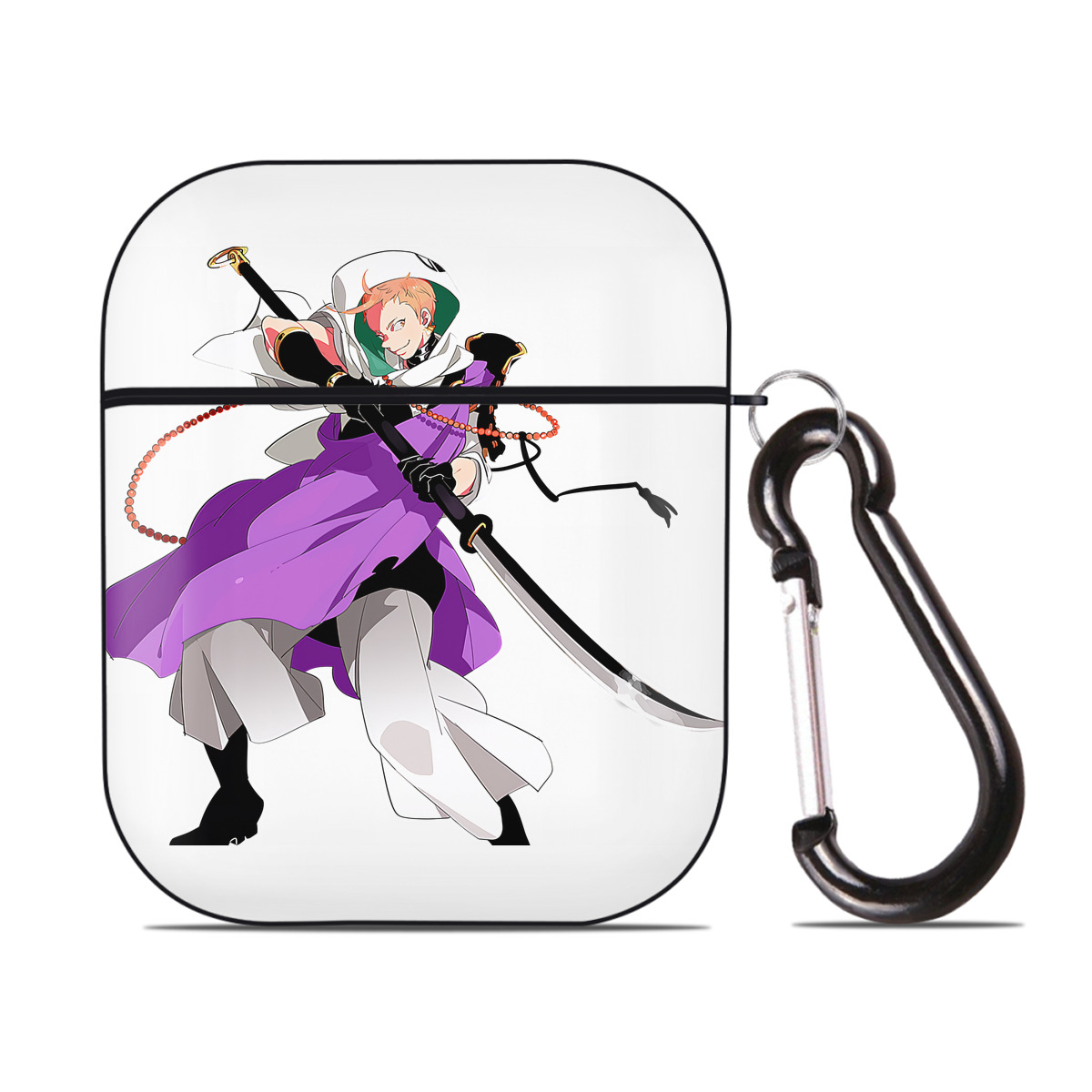 （画像用） 刀剣乱舞 Touken Ranbu AirPods 第2世代保護ケース ハードシェル ブラック 耐衝撃・防指紋・カラビナ付き