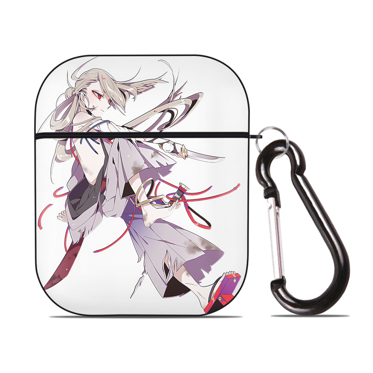 （画像用） 刀剣乱舞 Touken Ranbu AirPods 第2世代保護ケース ハードシェル ブラック 耐衝撃・防指紋・カラビナ付き