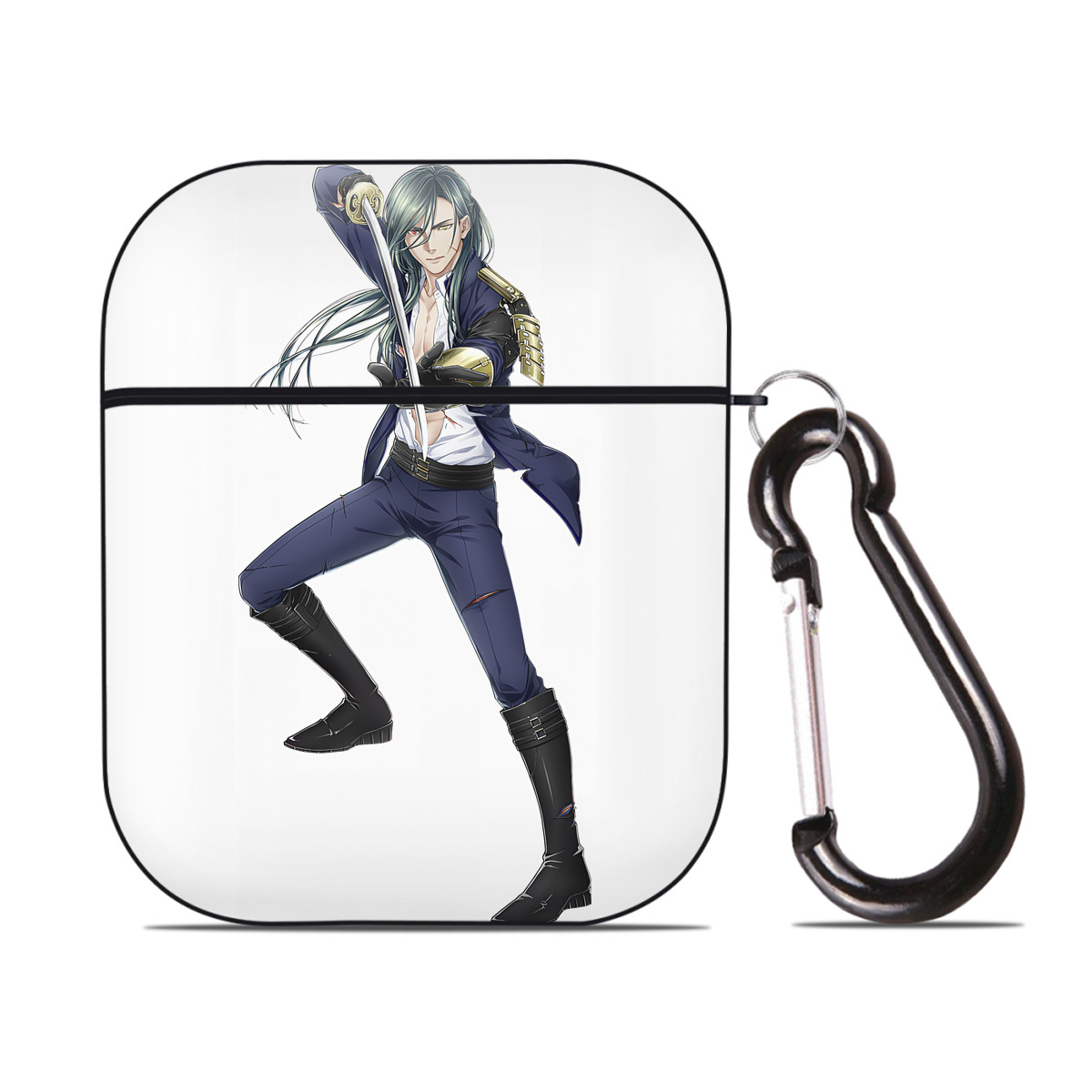 （画像用） 刀剣乱舞 Touken Ranbu AirPods 第2世代保護ケース ハードシェル ブラック 耐衝撃・防指紋・カラビナ付き