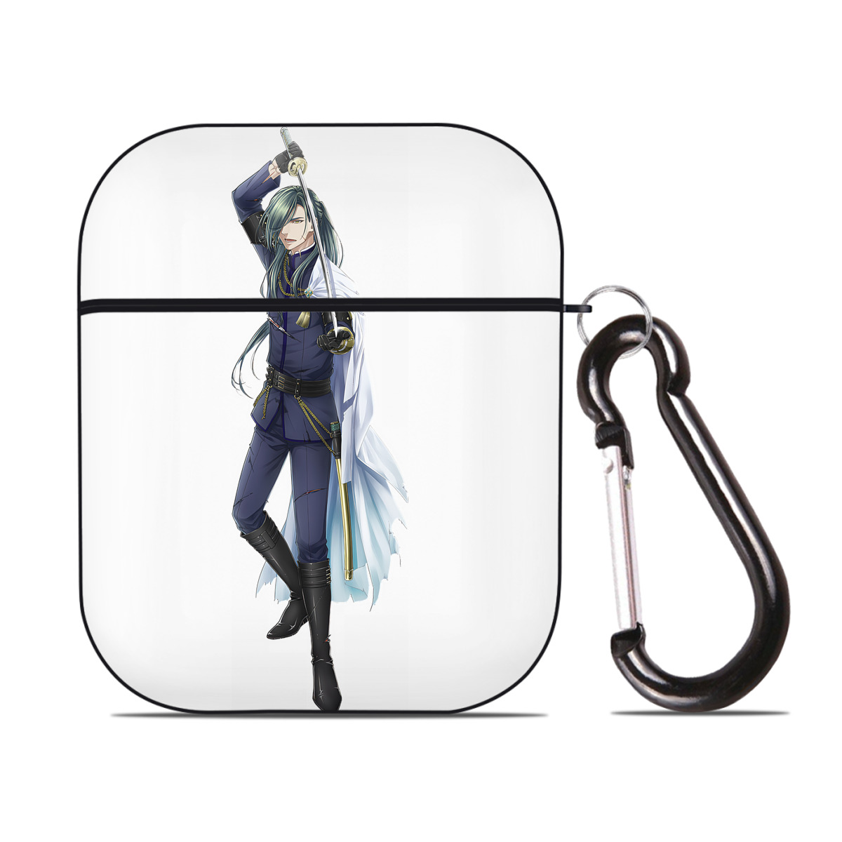 （画像用） 刀剣乱舞 Touken Ranbu AirPods 第2世代保護ケース ハードシェル ブラック 耐衝撃・防指紋・カラビナ付き