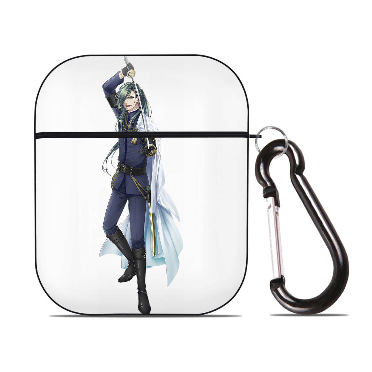 （画像用） 刀剣乱舞 Touken Ranbu AirPods 第2世代保護ケース ハードシェル ブラック 耐衝撃・防指紋・カラビナ付き