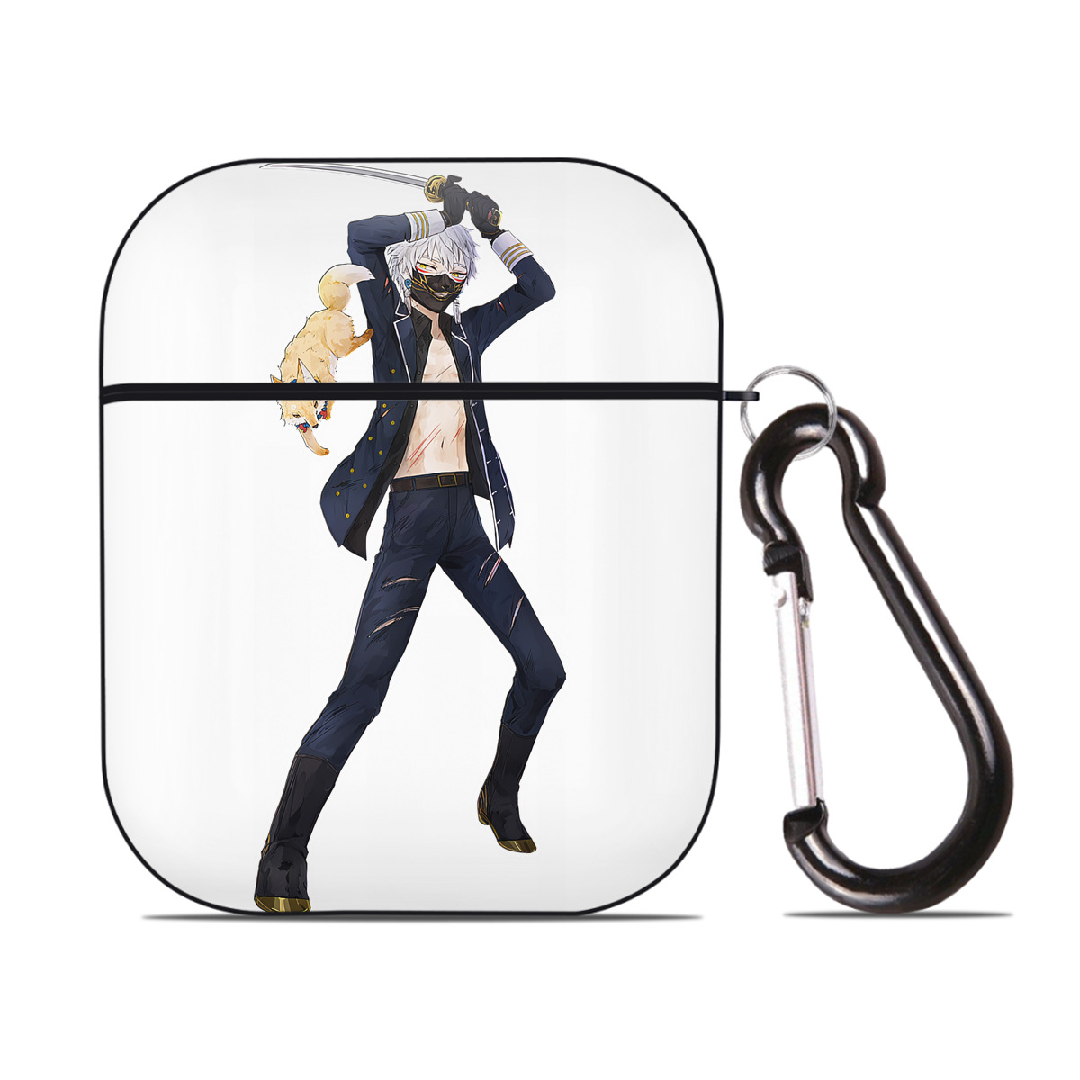 （画像用） 刀剣乱舞 Touken Ranbu AirPods 第2世代保護ケース ハードシェル ブラック 耐衝撃・防指紋・カラビナ付き