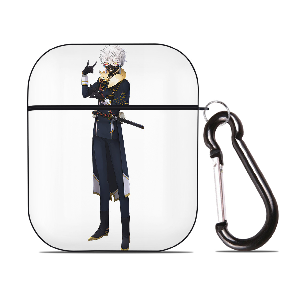 （画像用） 刀剣乱舞 Touken Ranbu AirPods 第2世代保護ケース ハードシェル ブラック 耐衝撃・防指紋・カラビナ付き