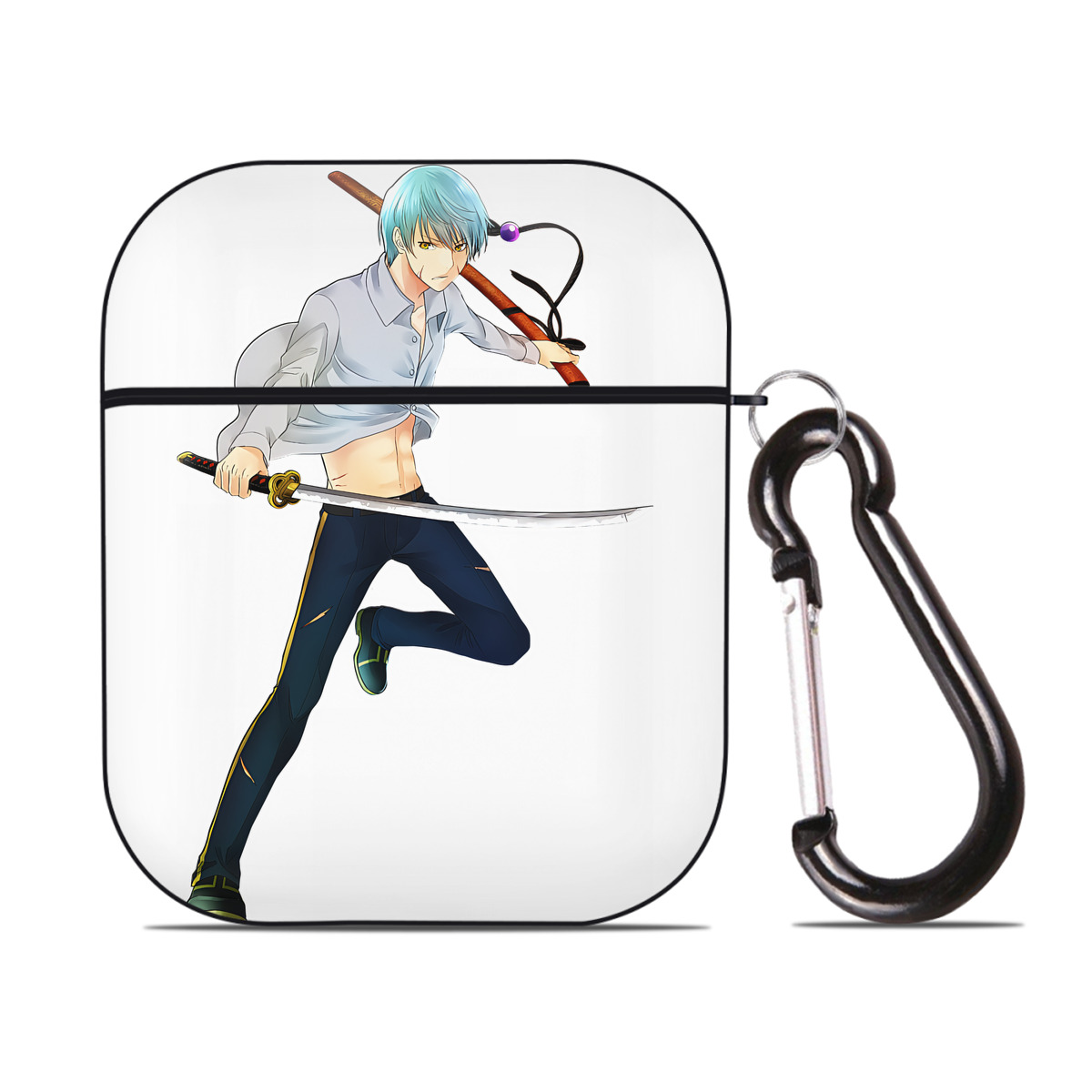 （画像用） 刀剣乱舞 Touken Ranbu AirPods 第2世代保護ケース ハードシェル ブラック 耐衝撃・防指紋・カラビナ付き