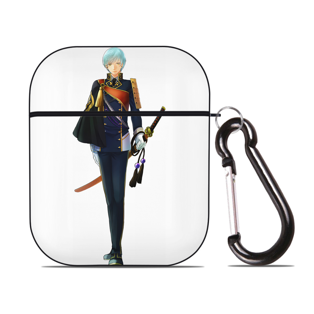 （画像用） 刀剣乱舞 Touken Ranbu AirPods 第2世代保護ケース ハードシェル ブラック 耐衝撃・防指紋・カラビナ付き