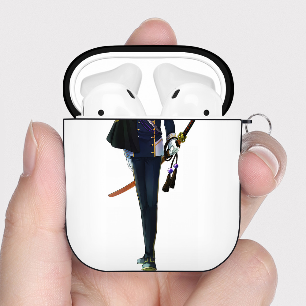 （画像用） 刀剣乱舞 Touken Ranbu AirPods 第2世代保護ケース ハードシェル ブラック 耐衝撃・防指紋・カラビナ付き