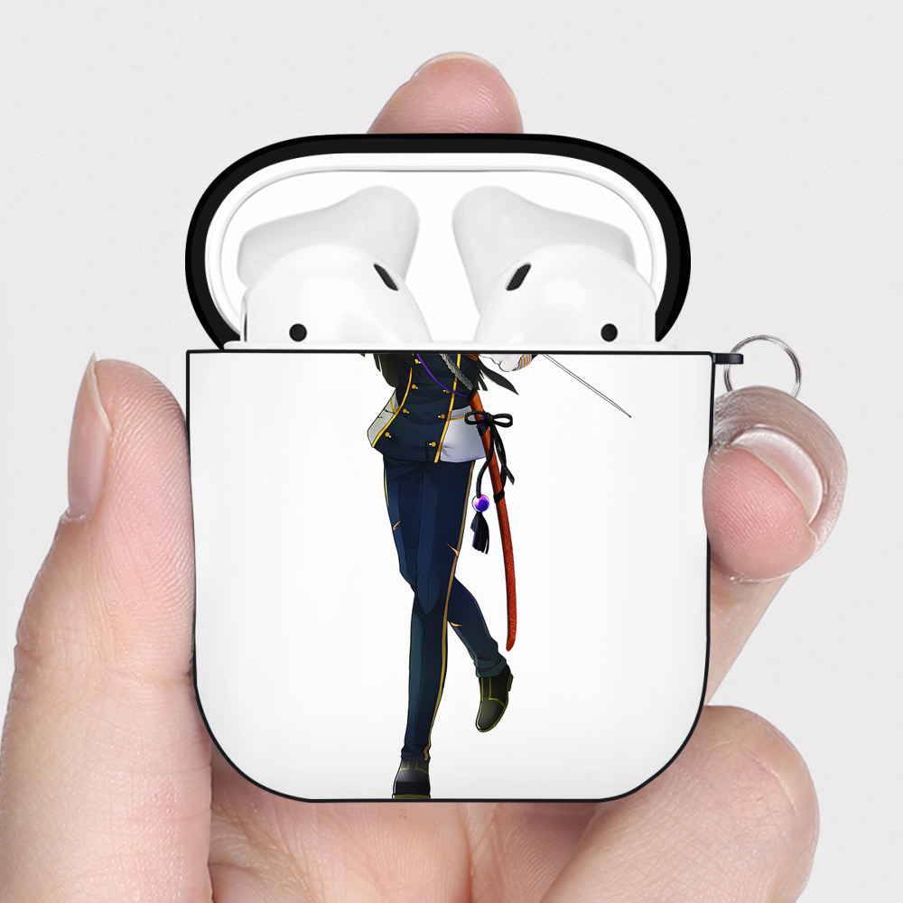 （画像用） 刀剣乱舞 Touken Ranbu AirPods 第2世代保護ケース ハードシェル ブラック 耐衝撃・防指紋・カラビナ付き