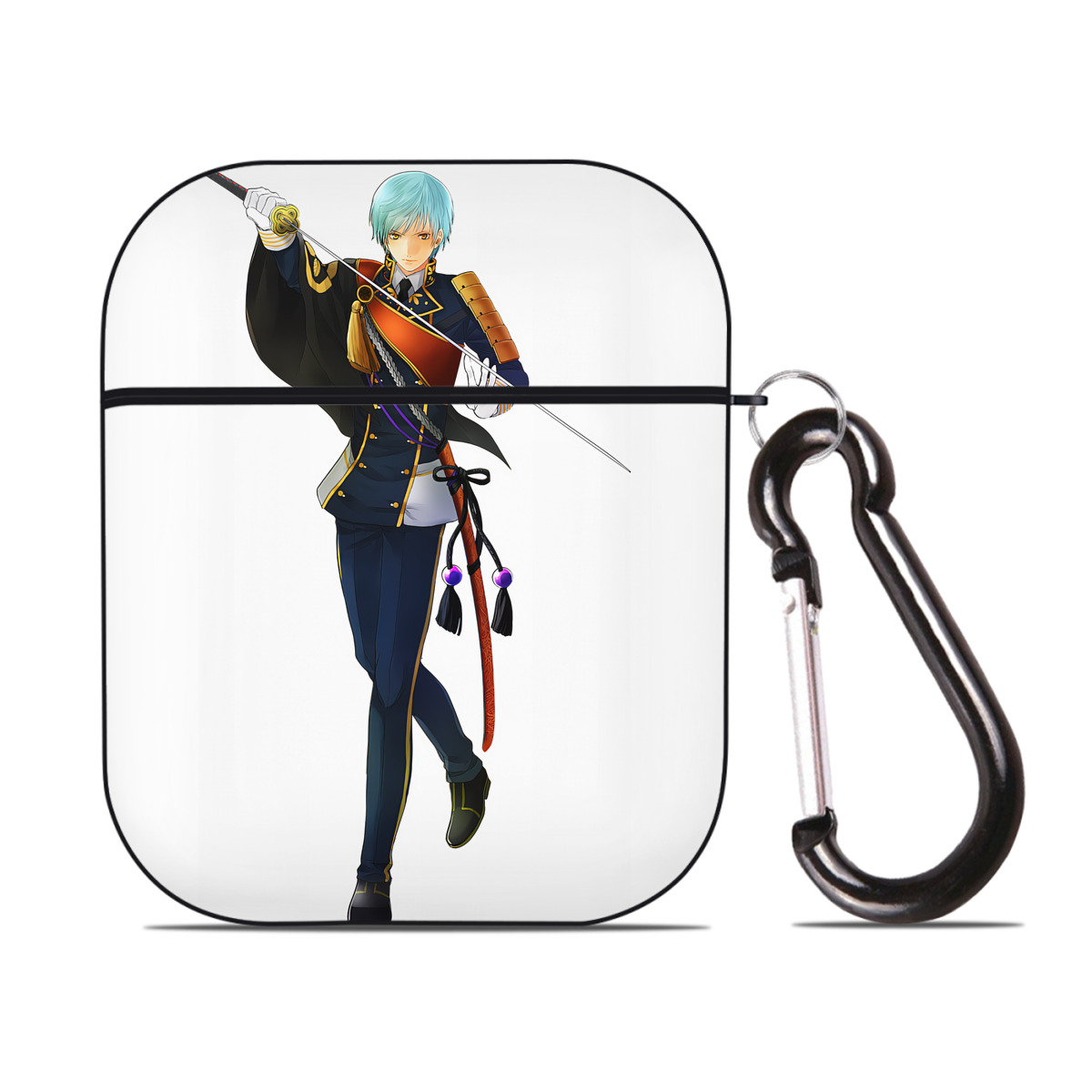 （画像用） 刀剣乱舞 Touken Ranbu AirPods 第2世代保護ケース ハードシェル ブラック 耐衝撃・防指紋・カラビナ付き