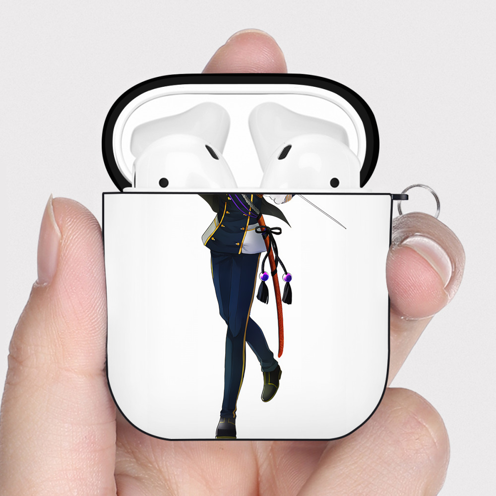 （画像用） 刀剣乱舞 Touken Ranbu AirPods 第2世代保護ケース ハードシェル ブラック 耐衝撃・防指紋・カラビナ付き