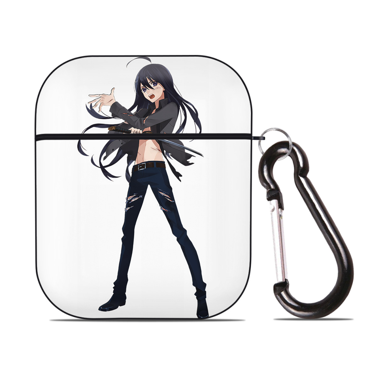 （画像用） 刀剣乱舞 Touken Ranbu AirPods 第2世代保護ケース ハードシェル ブラック 耐衝撃・防指紋・カラビナ付き